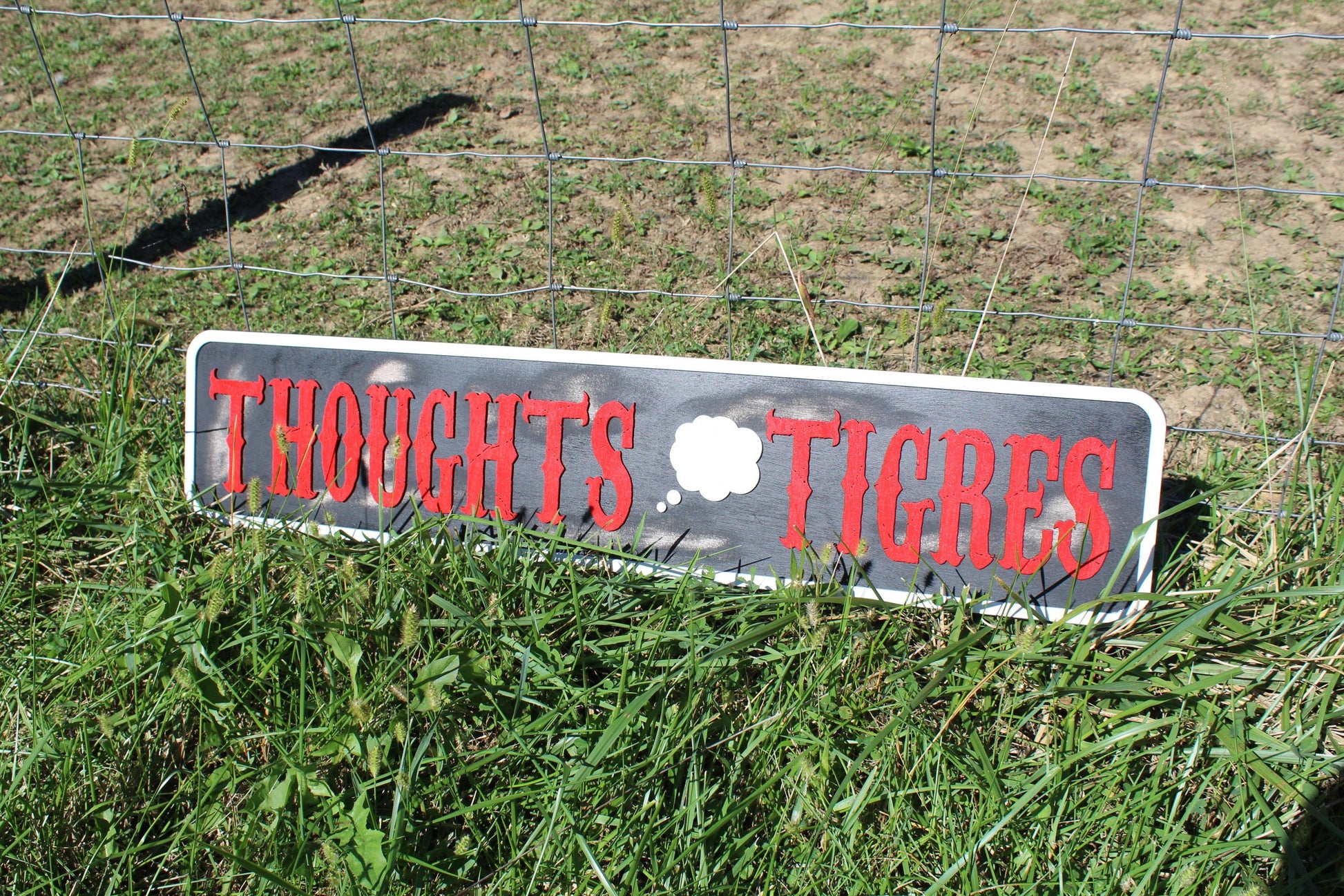 Custom Distressed Sign Thoughts Tigres ThoughtBubble Cigar Lounge Oversized Rustic Business Logo Bar Barn Wood 3D BBQ Patio Garage ManCave