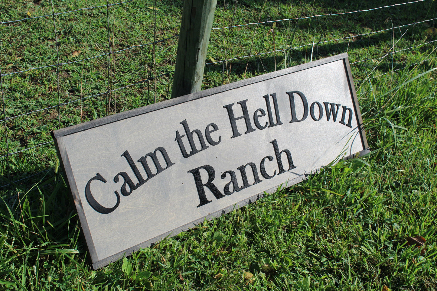 Calm Down Farm Homestead Ranch Large Custom Sign We Use Your Actual Graphic Business Logo Wood Laser Cut Out 3D Extra Footstepsinthepast