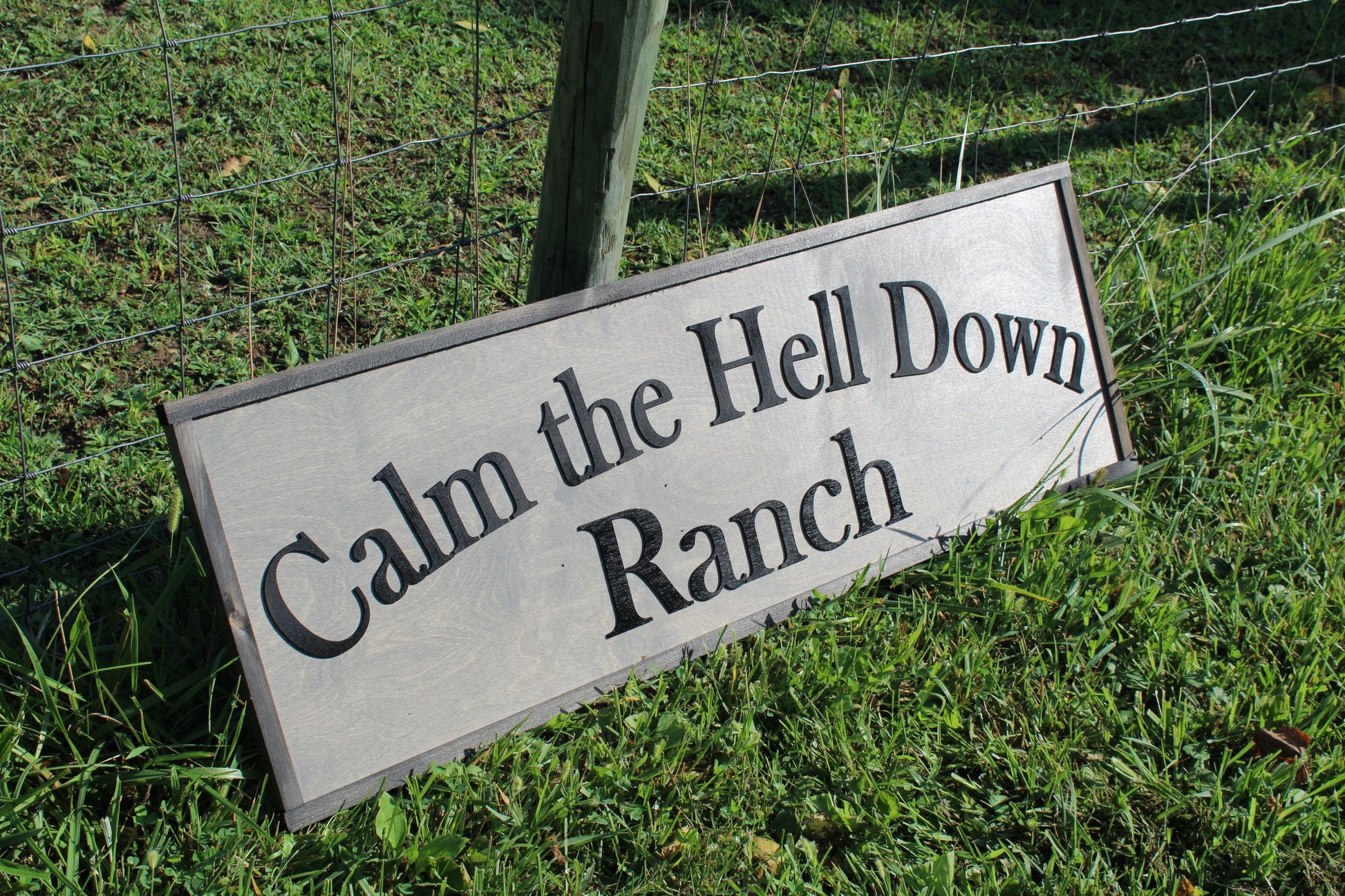 Calm Down Farm Homestead Ranch Large Custom Sign We Use Your Actual Graphic Business Logo Wood Laser Cut Out 3D Extra Footstepsinthepast