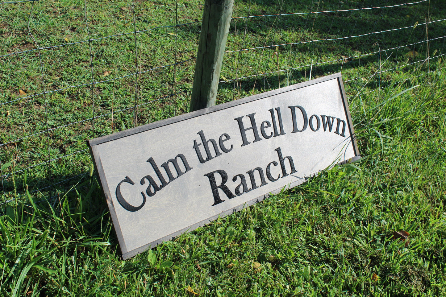 Calm Down Farm Homestead Ranch Large Custom Sign We Use Your Actual Graphic Business Logo Wood Laser Cut Out 3D Extra Footstepsinthepast