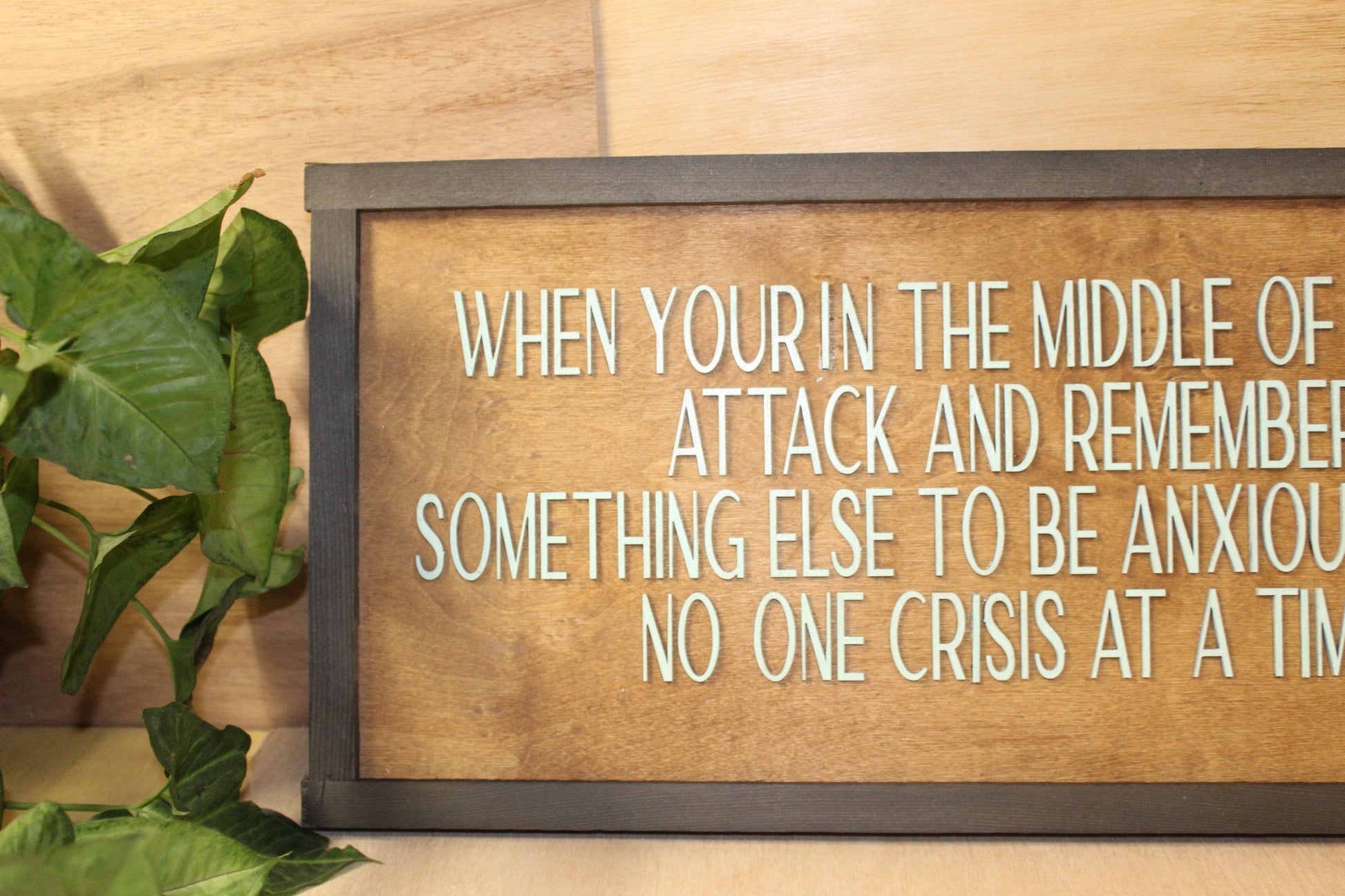 Anxious One Crisis At A Time Panic Anxitey Remember Always Something Funny Wood Decor Sign Qoute