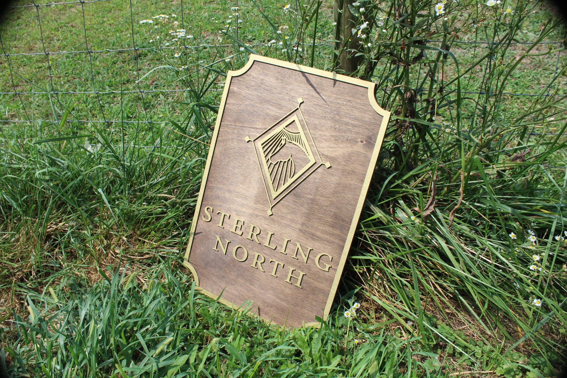 Logo Image Large Custom Wood Sign Can Be Hanging Indoor Outdoor Raised 3D off the board Horse Name of Business Stable Gold Star