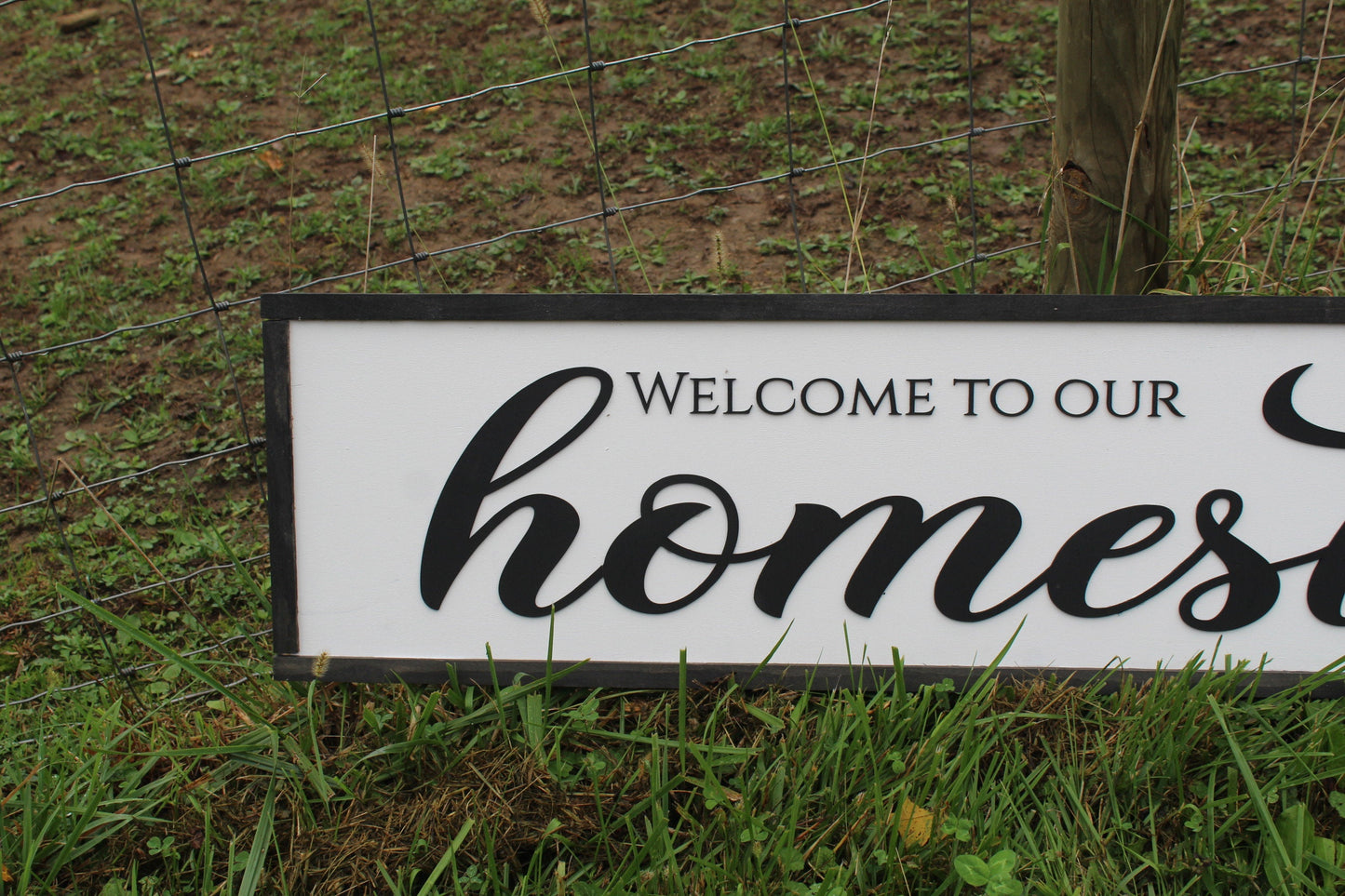 Welcome To Our Homestead Large family sign wood fireplace living room dinning room shabby cottage farmhouse rustic decor Home Farm Porch