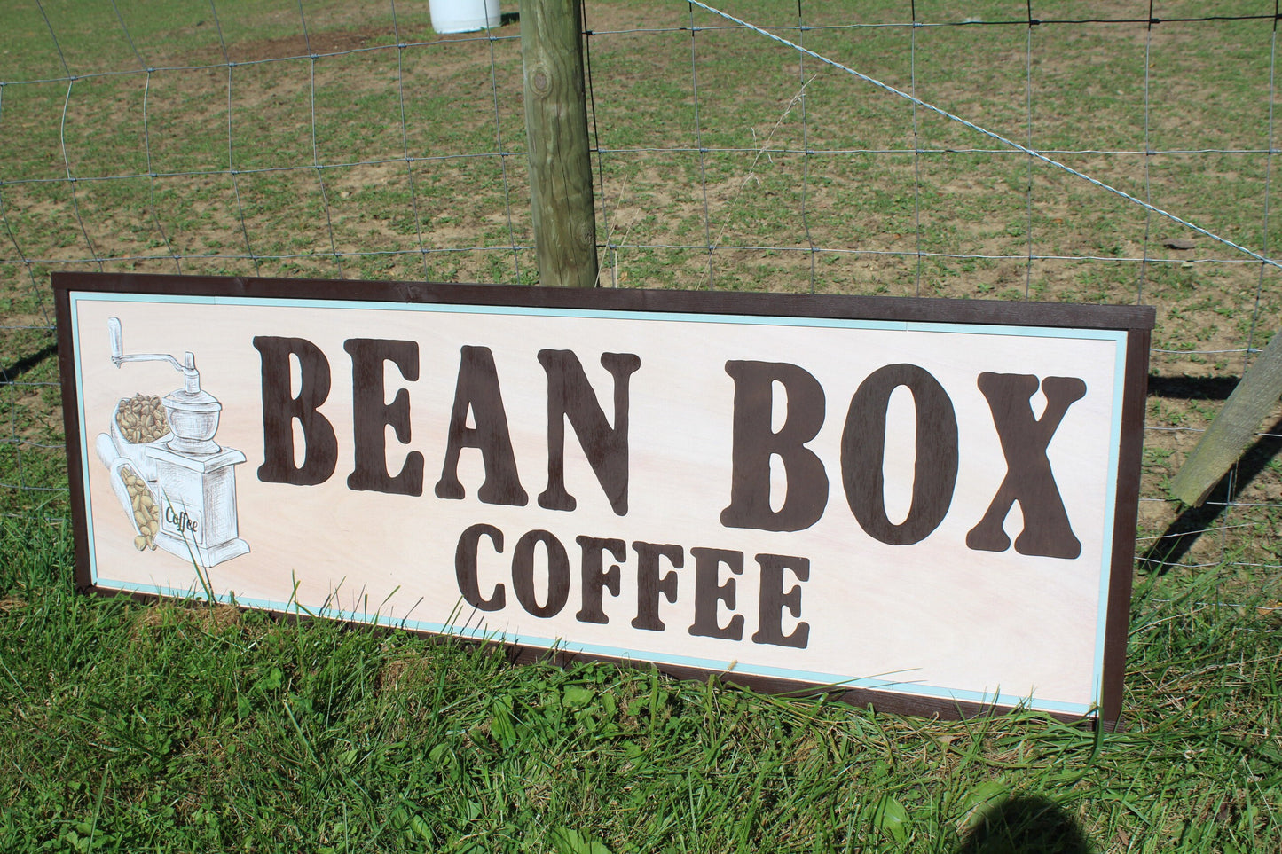 Coffee Bean Box Grinder Coffee Shop Over Sized Business Sign Large Store Front 3D Uvprinted Logo Raised Handmade Lobby Framed From Scratch