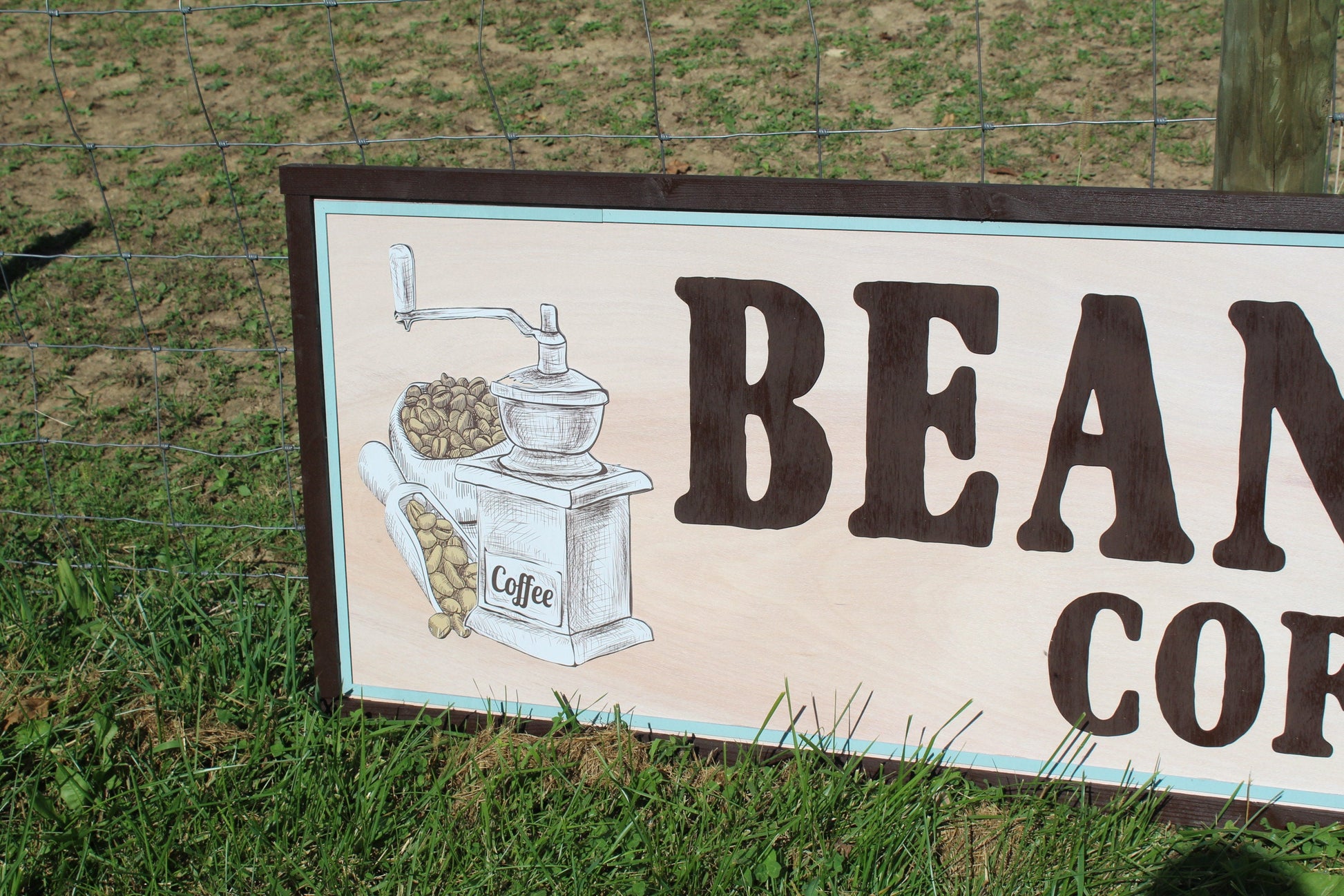 Coffee Bean Box Grinder Coffee Shop Over Sized Business Sign Large Store Front 3D Uvprinted Logo Raised Handmade Lobby Framed From Scratch