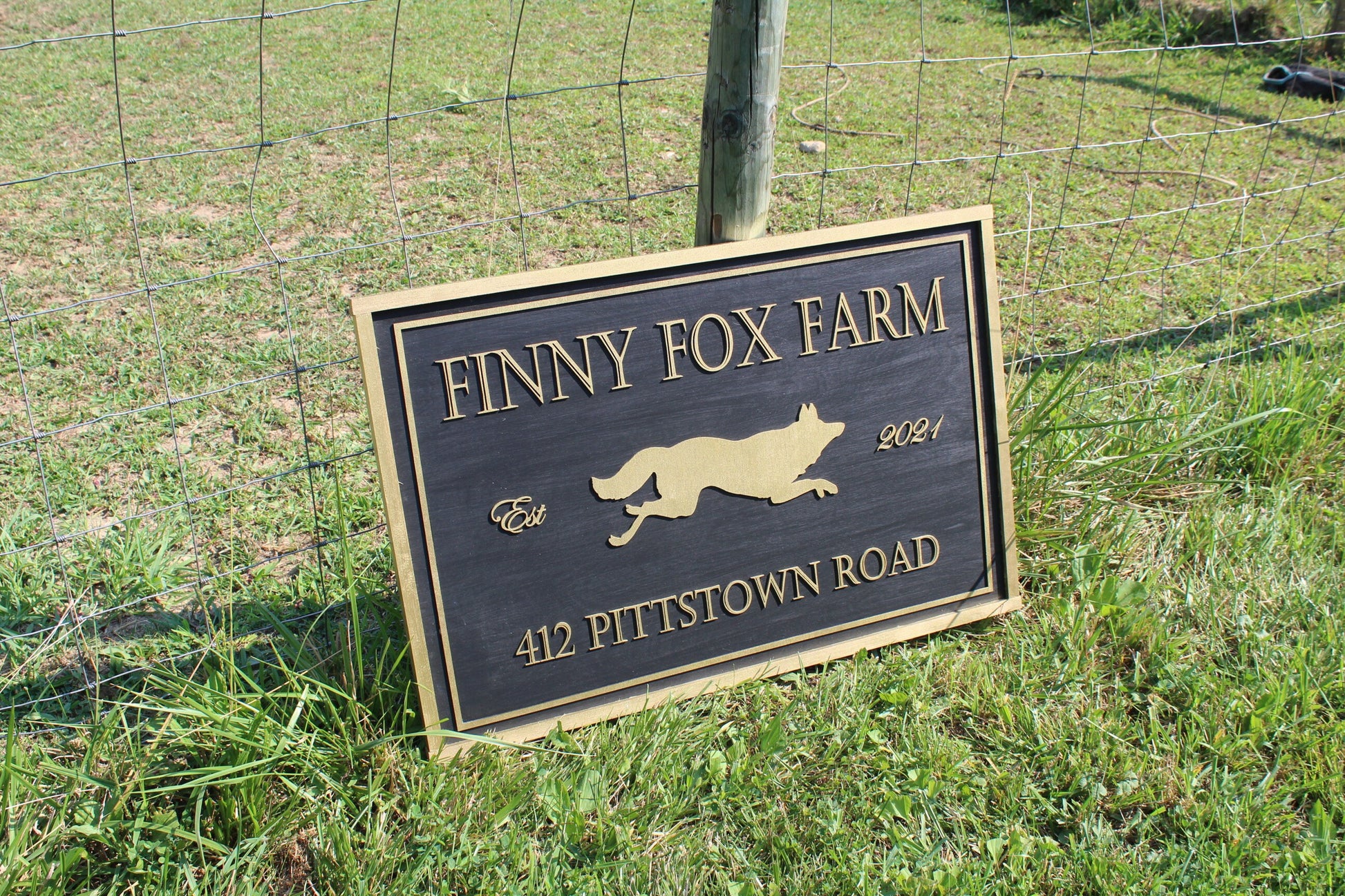 Large Commercial Signage Custom Farm Sign Outdoor Address Use My Logo Graphic Office Small Business Entrance Established Finny Fox Farms