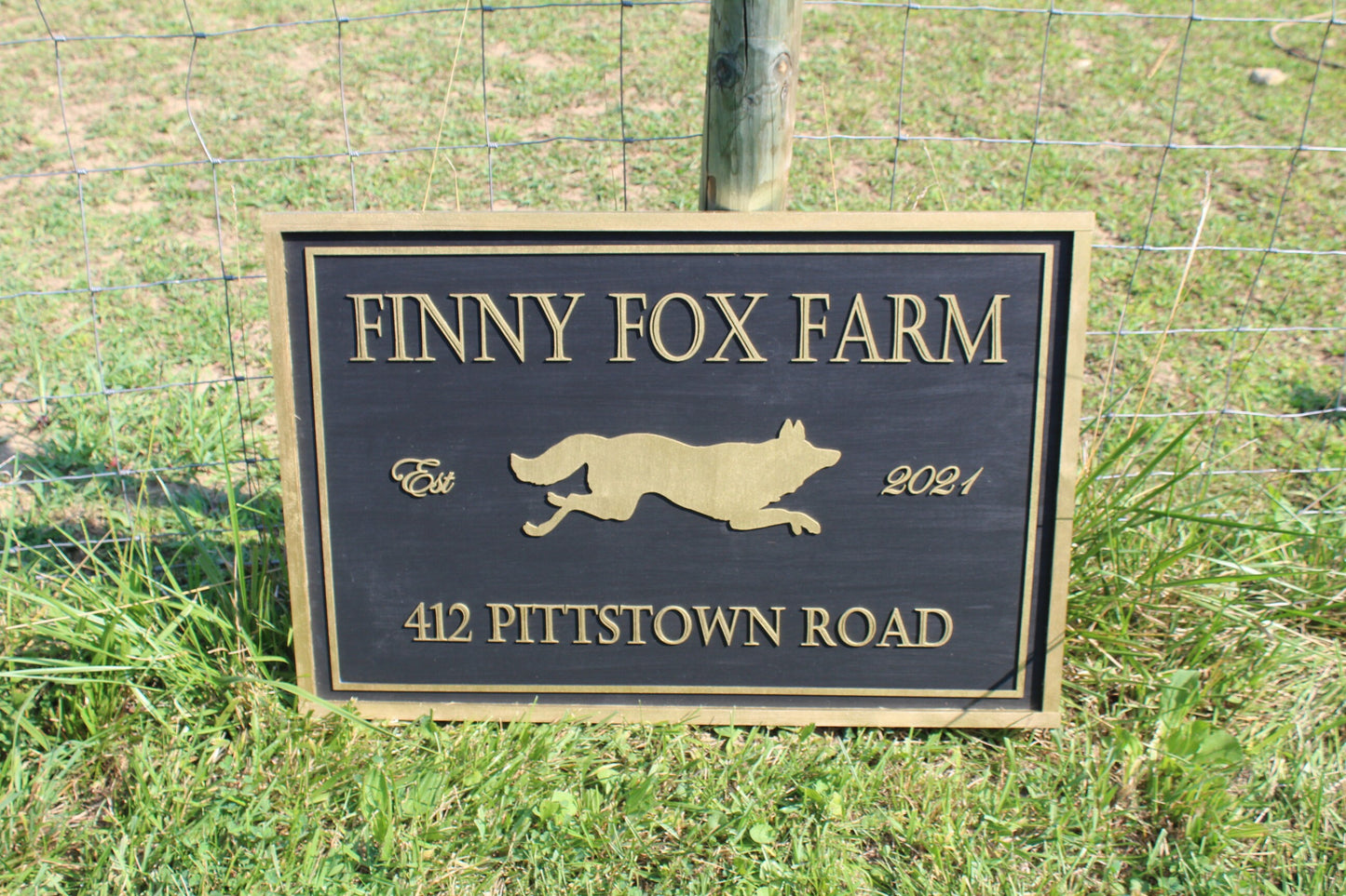 Large Commercial Signage Custom Farm Sign Outdoor Address Use My Logo Graphic Office Small Business Entrance Established Finny Fox Farms