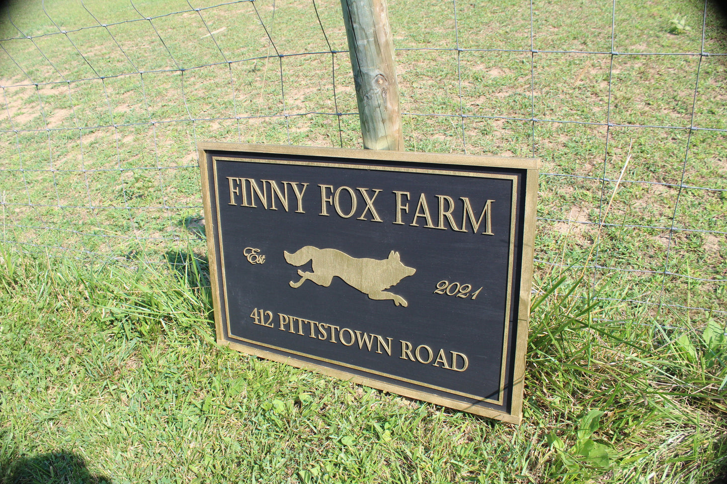 Large Commercial Signage Custom Farm Sign Outdoor Address Use My Logo Graphic Office Small Business Entrance Established Finny Fox Farms