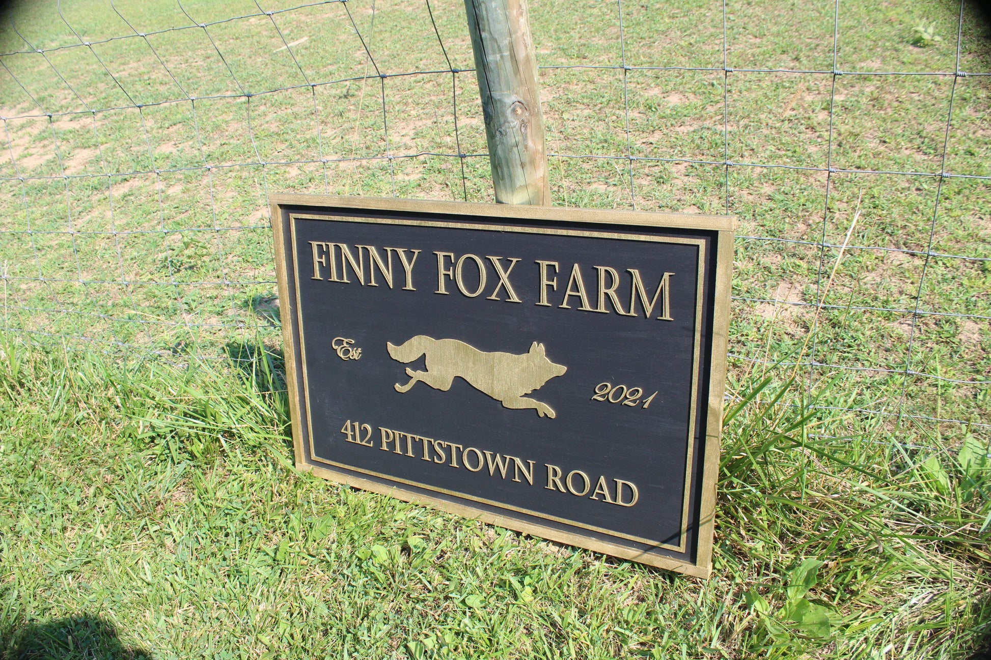 Large Commercial Signage Custom Farm Sign Outdoor Address Use My Logo Graphic Office Small Business Entrance Established Finny Fox Farms