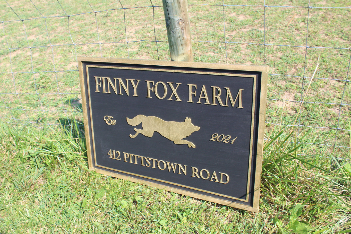 Large Commercial Signage Custom Farm Sign Outdoor Address Use My Logo Graphic Office Small Business Entrance Established Finny Fox Farms