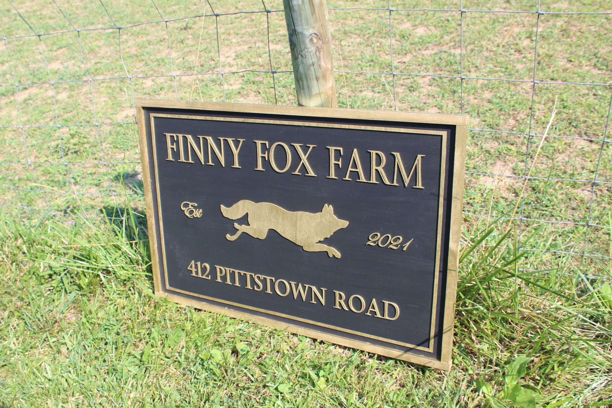 Large Commercial Signage Custom Farm Sign Outdoor Address Use My Logo Graphic Office Small Business Entrance Established Finny Fox Farms
