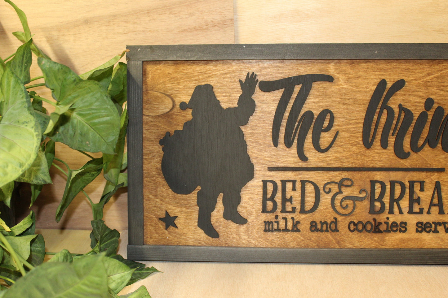 The Kringles Bed and Breakfast Holiday Christmas Santa Milk and Cookies 3D Raised Sign Home Decor St Nick Winter Handmade Rustic Primitive