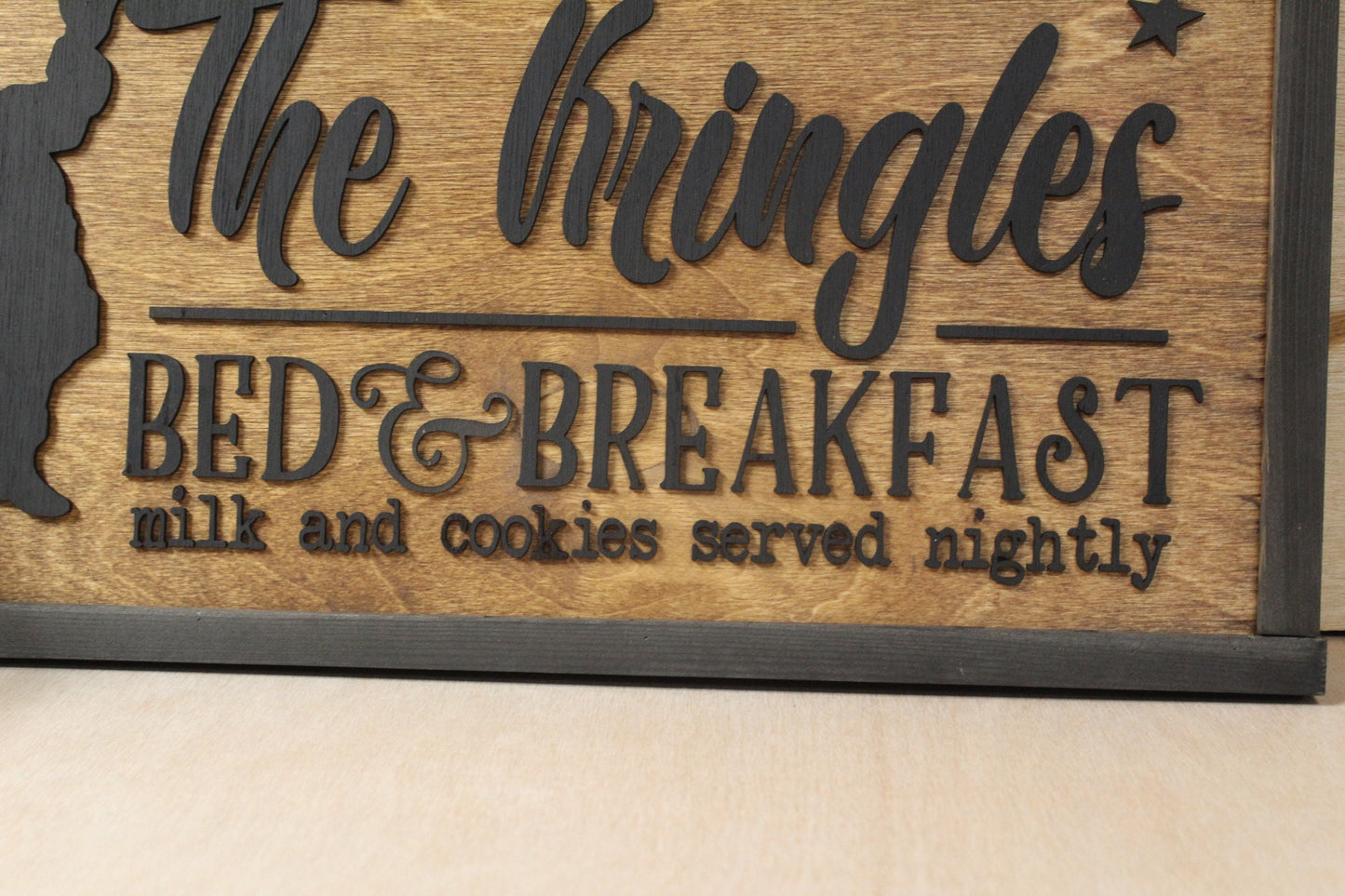 The Kringles Bed and Breakfast Holiday Christmas Santa Milk and Cookies 3D Raised Sign Home Decor St Nick Winter Handmade Rustic Primitive
