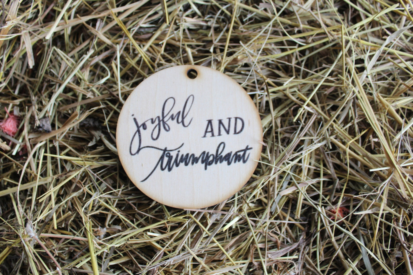 Joyful And Triumphant Gift Tag Christmas Ornament Christmas Trees Woodslice Holiday Christmas Carols O Come All Ye Faithful