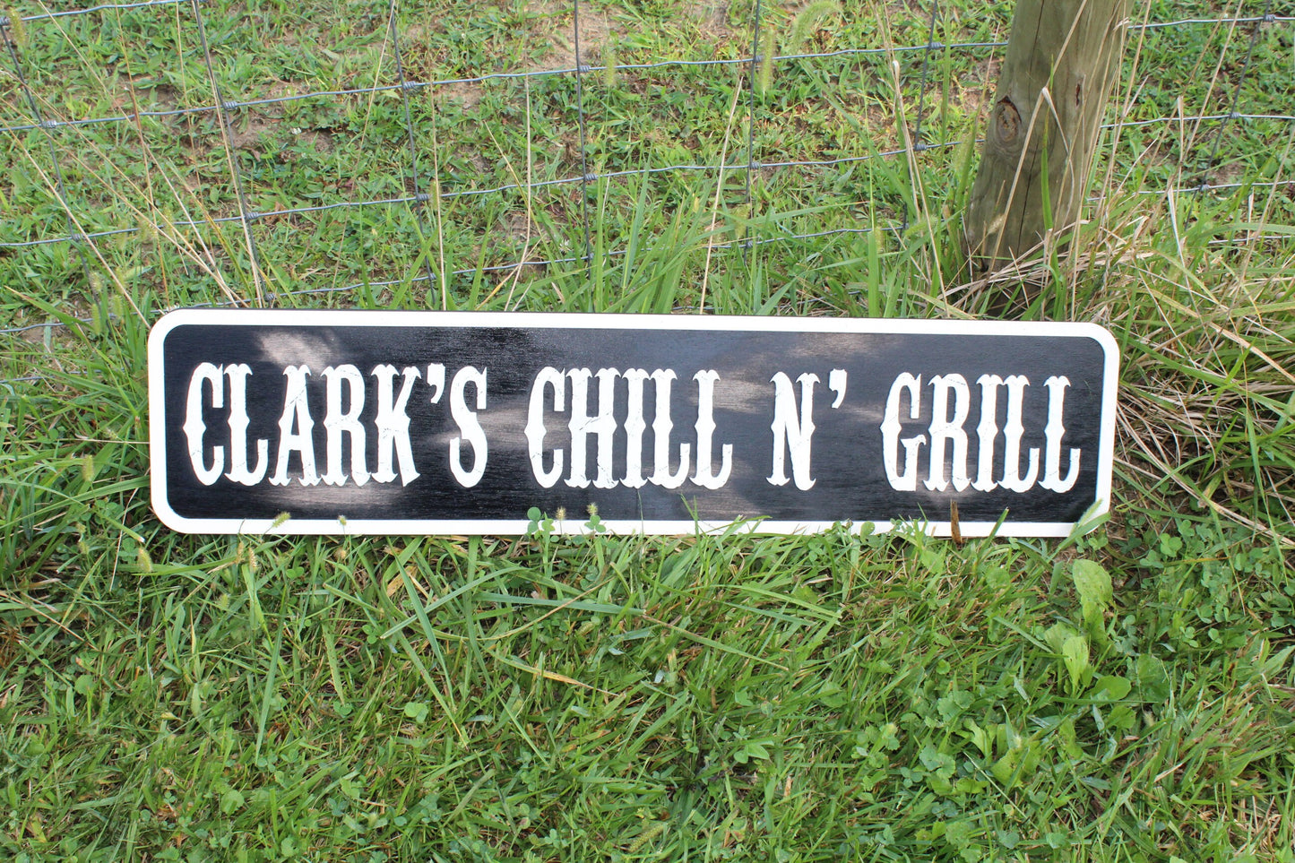 Custom Wood Sign Made To Order Chill N Grill Lounge Distressed Over-sized Rustic Business Logo Bar Barn BBQ Patio Man Cave Free Shipping USA