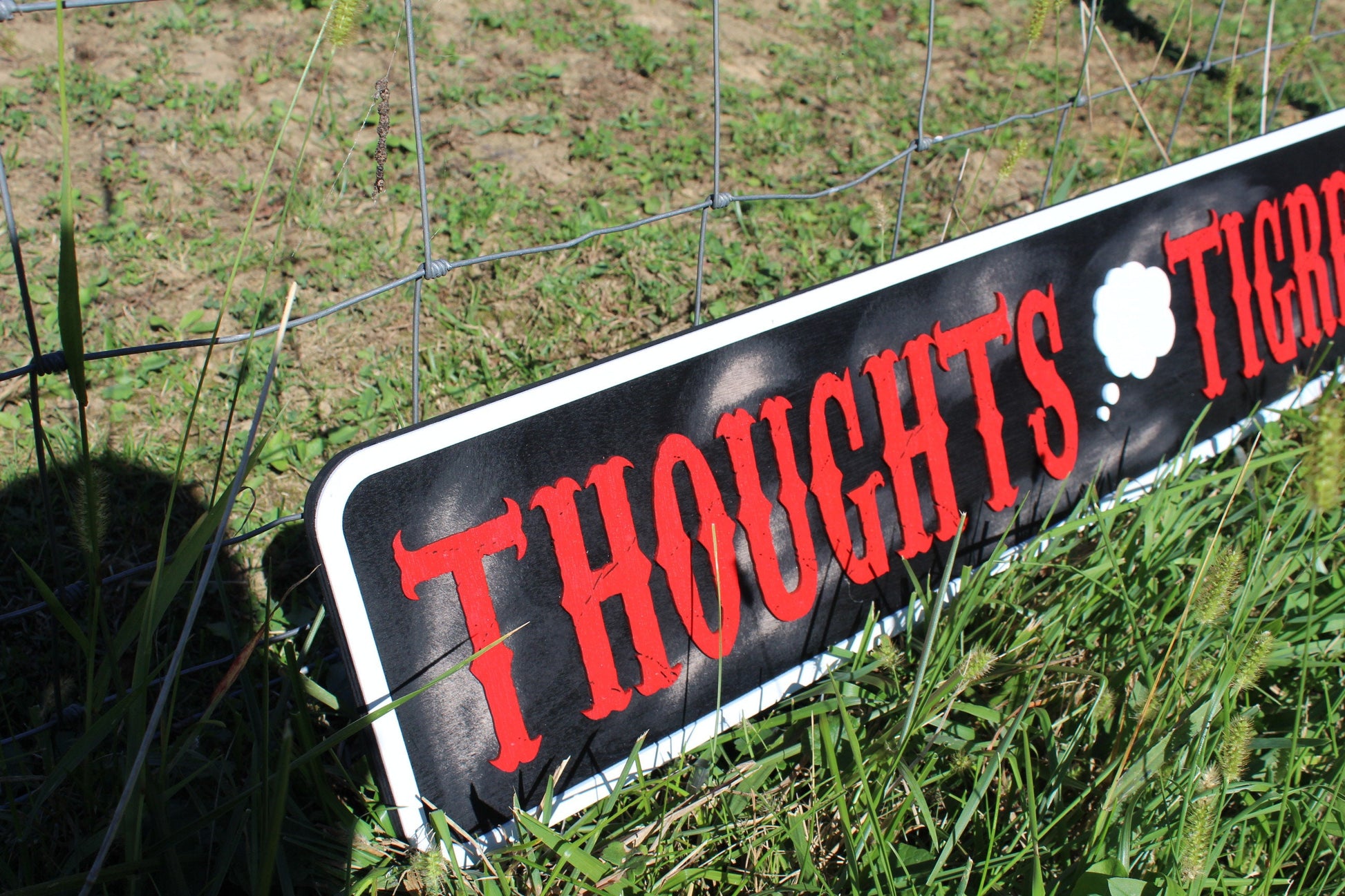 Custom Distressed Sign Thoughts Tigres ThoughtBubble Cigar Lounge Oversized Rustic Business Logo Bar Barn Wood 3D BBQ Patio Garage ManCave