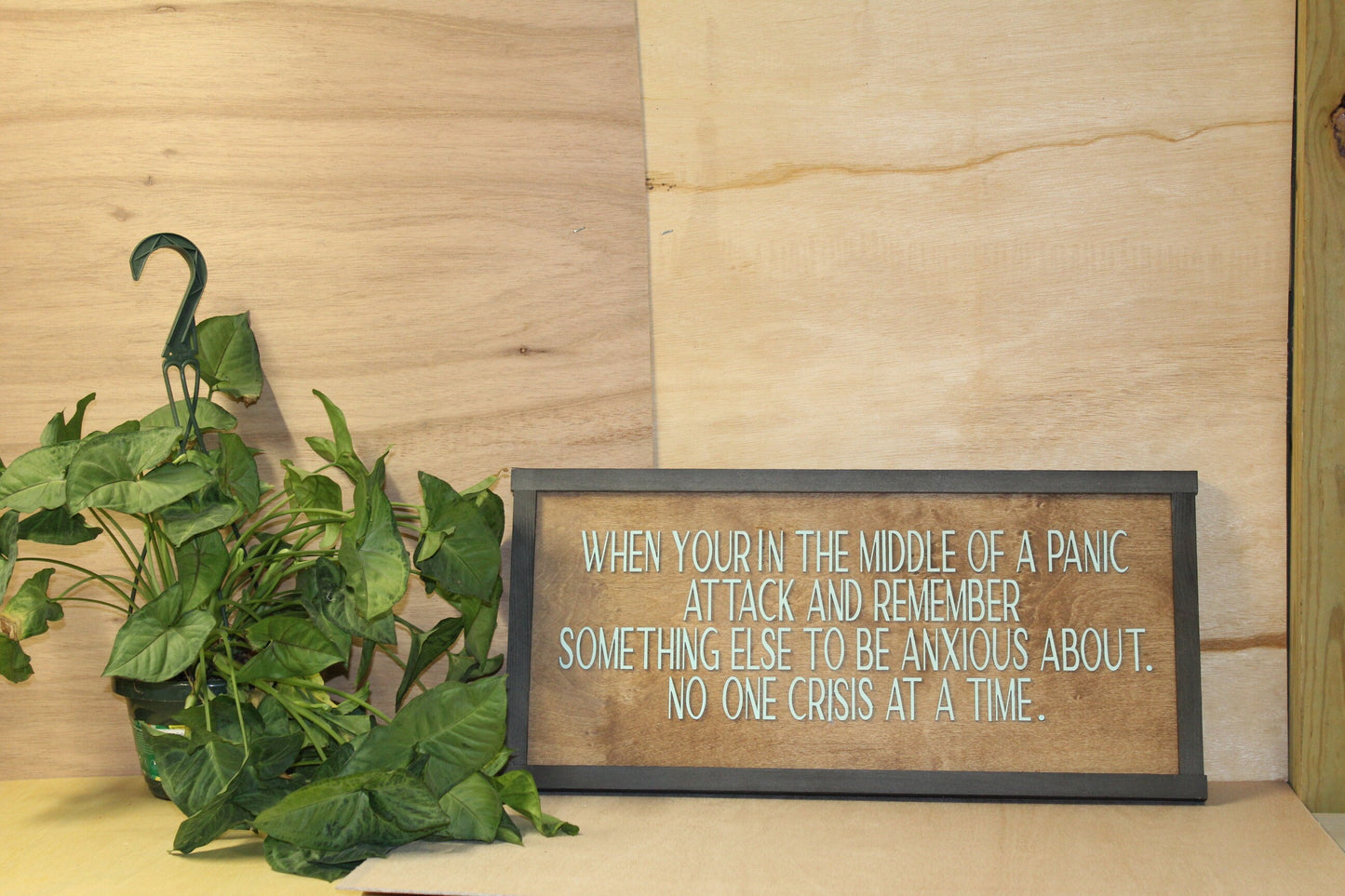 Anxious One Crisis At A Time Panic Anxitey Remember Always Something Funny Wood Decor Sign Qoute