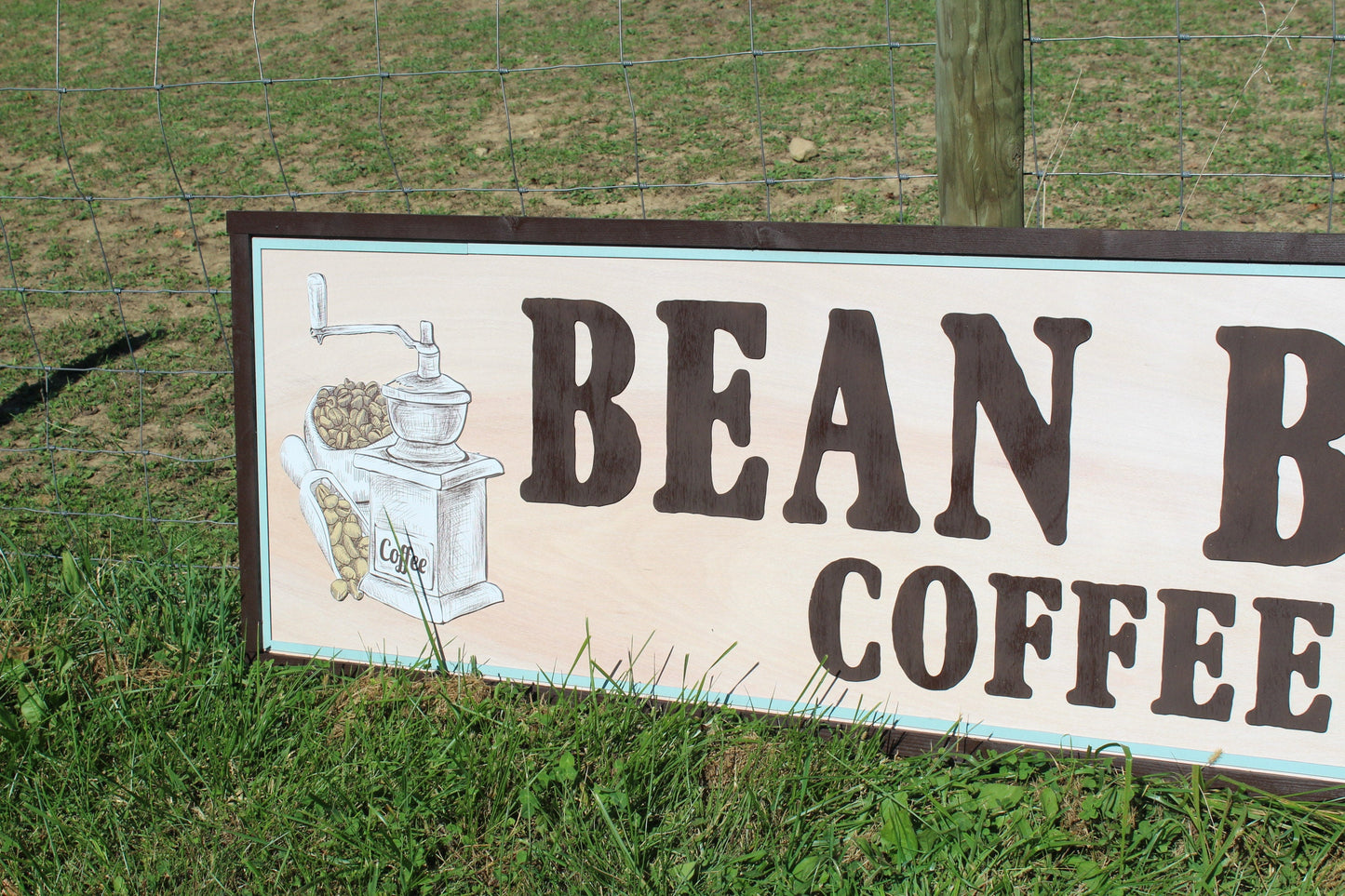 Coffee Bean Box Grinder Coffee Shop Over Sized Business Sign Large Store Front 3D Uvprinted Logo Raised Handmade Lobby Framed From Scratch