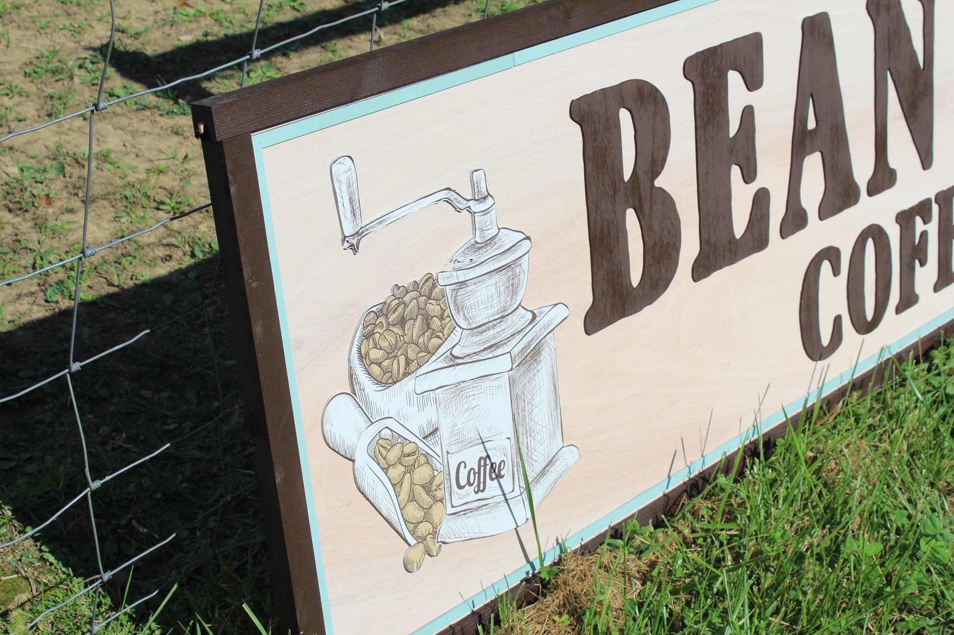 Coffee Bean Box Grinder Coffee Shop Over Sized Business Sign Large Store Front 3D Uvprinted Logo Raised Handmade Lobby Framed From Scratch