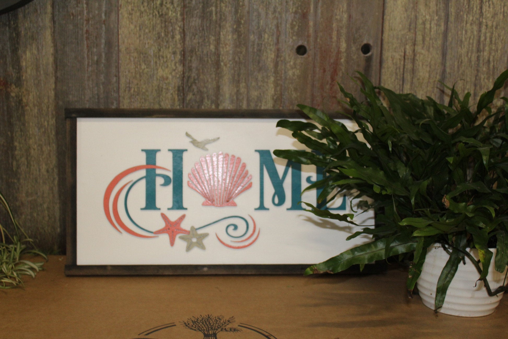 Home Beach Starfish Seagull Seashell Beach House Vacation Home Retirement Blue Peach Blessed Wooden 3D Raised Handmade Gift Tropical