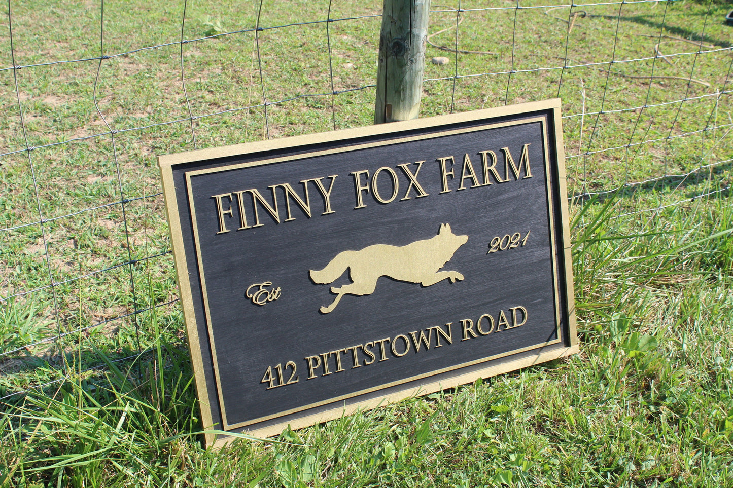 Large Commercial Signage Custom Farm Sign Outdoor Address Use My Logo Graphic Office Small Business Entrance Established Finny Fox Farms