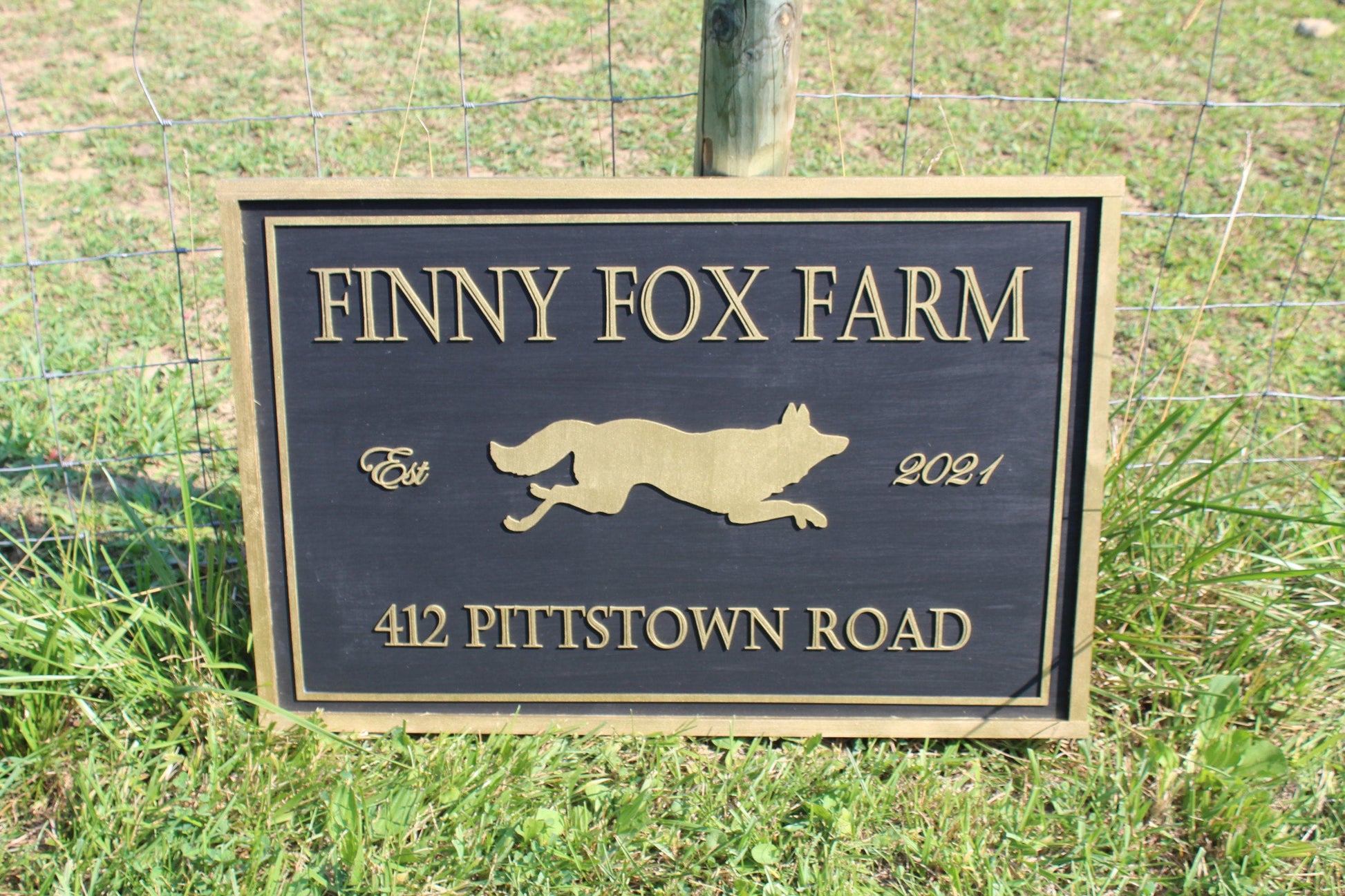 Large Commercial Signage Custom Farm Sign Outdoor Address Use My Logo Graphic Office Small Business Entrance Established Finny Fox Farms