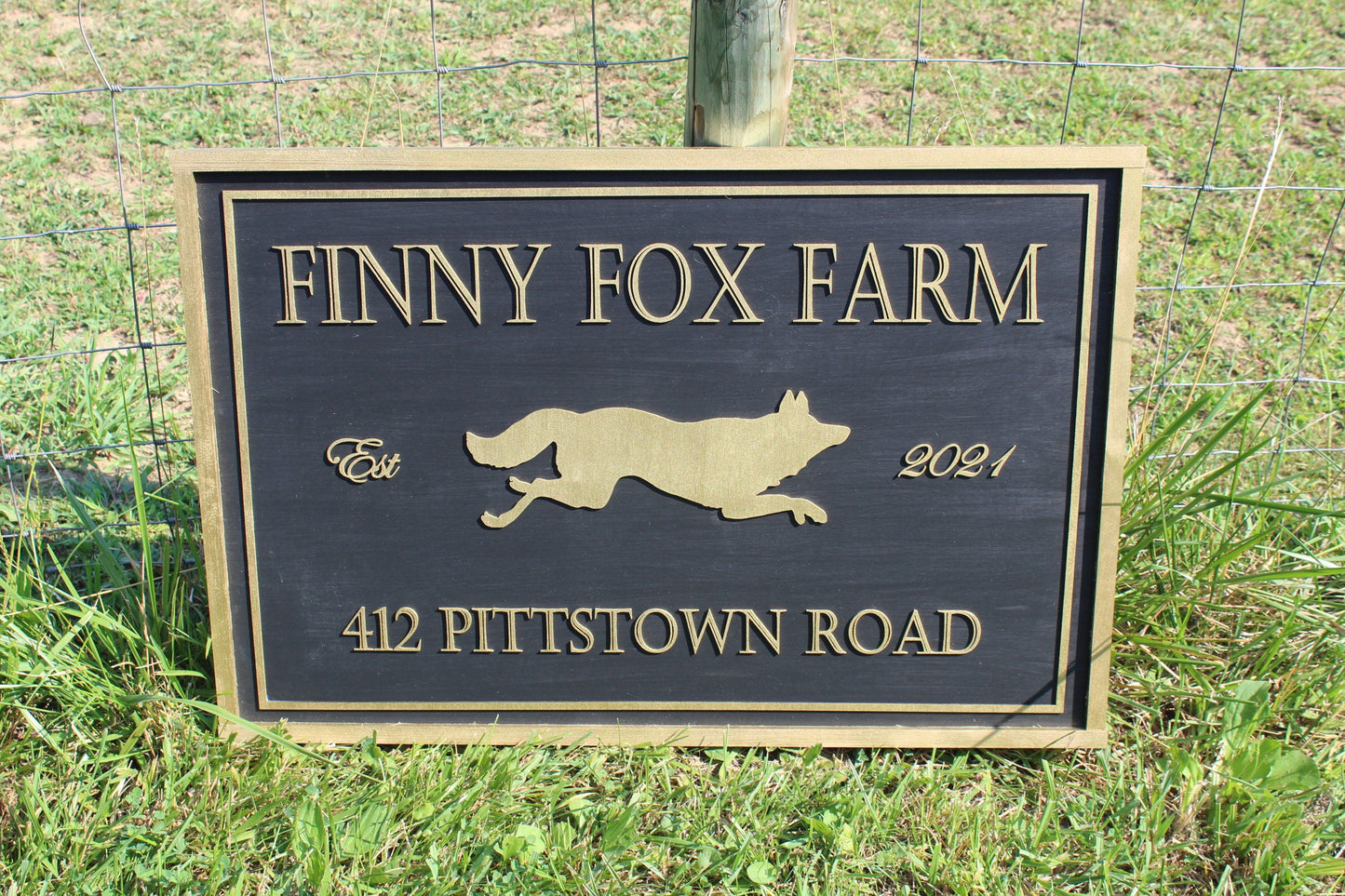 Large Commercial Signage Custom Farm Sign Outdoor Address Use My Logo Graphic Office Small Business Entrance Established Finny Fox Farms