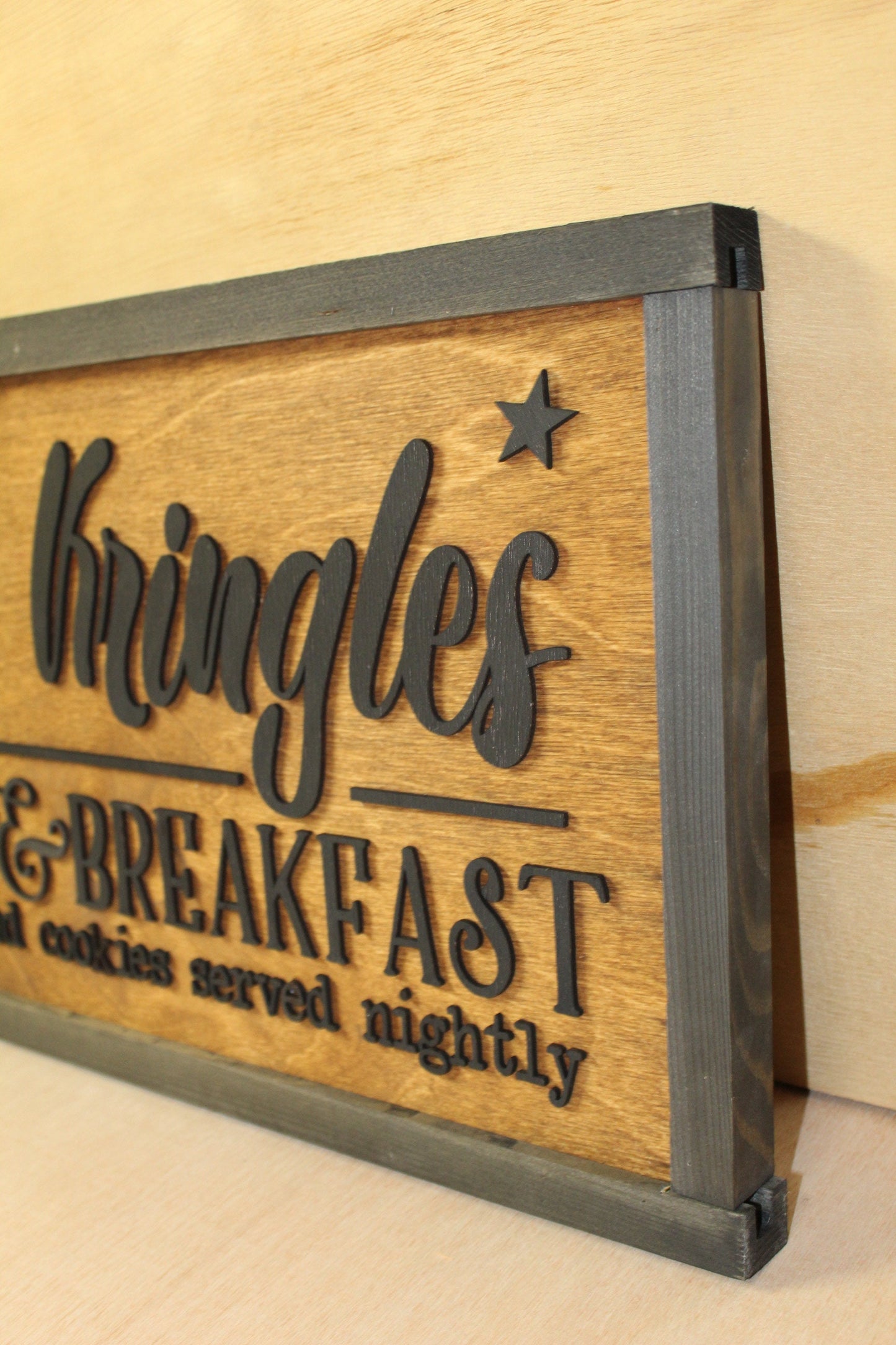 The Kringles Bed and Breakfast Holiday Christmas Santa Milk and Cookies 3D Raised Sign Home Decor St Nick Winter Handmade Rustic Primitive