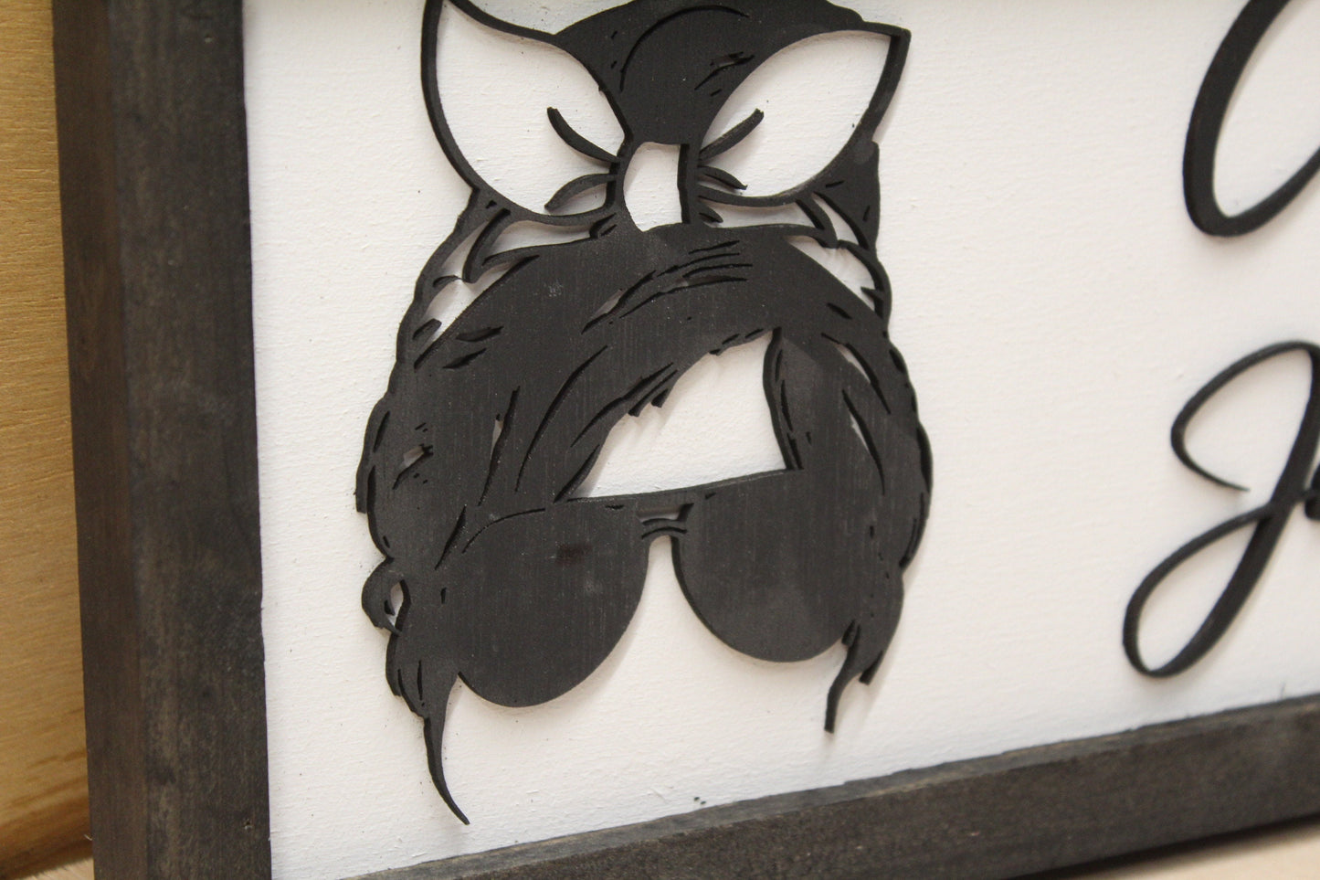 Mom Gift Coffee Sign Cool Mom Mom Life Just Ask My Children Coffee Lover Funny Mom Joke Wooden Framed Decor Coffee Bar Kitchen 3D Raised