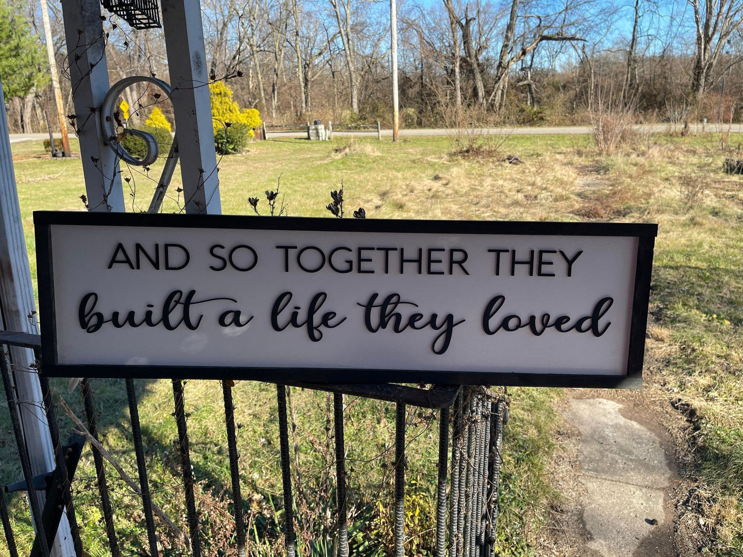 And Together They Built A Life They Loved Large Family Sign Wood Fireplace Living Dining Room Shabby Cottage Chic Farmhouse Rustic Decor