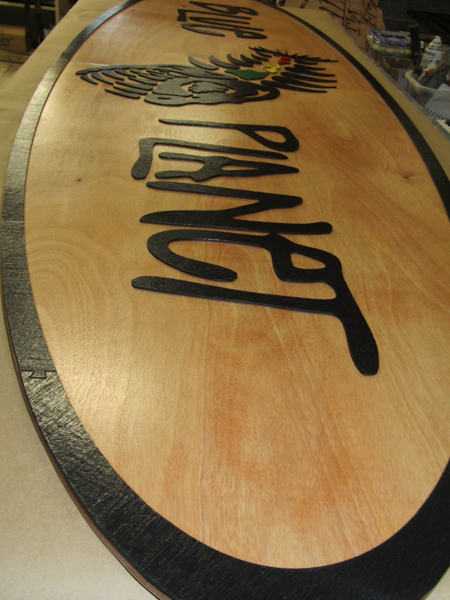 Custom Wood Sign Business Oval 3D XLarge Surf Shop Indoor Outdoor Small Business Logo Business Logo Laser Cut Oversized 3D Fish Islands