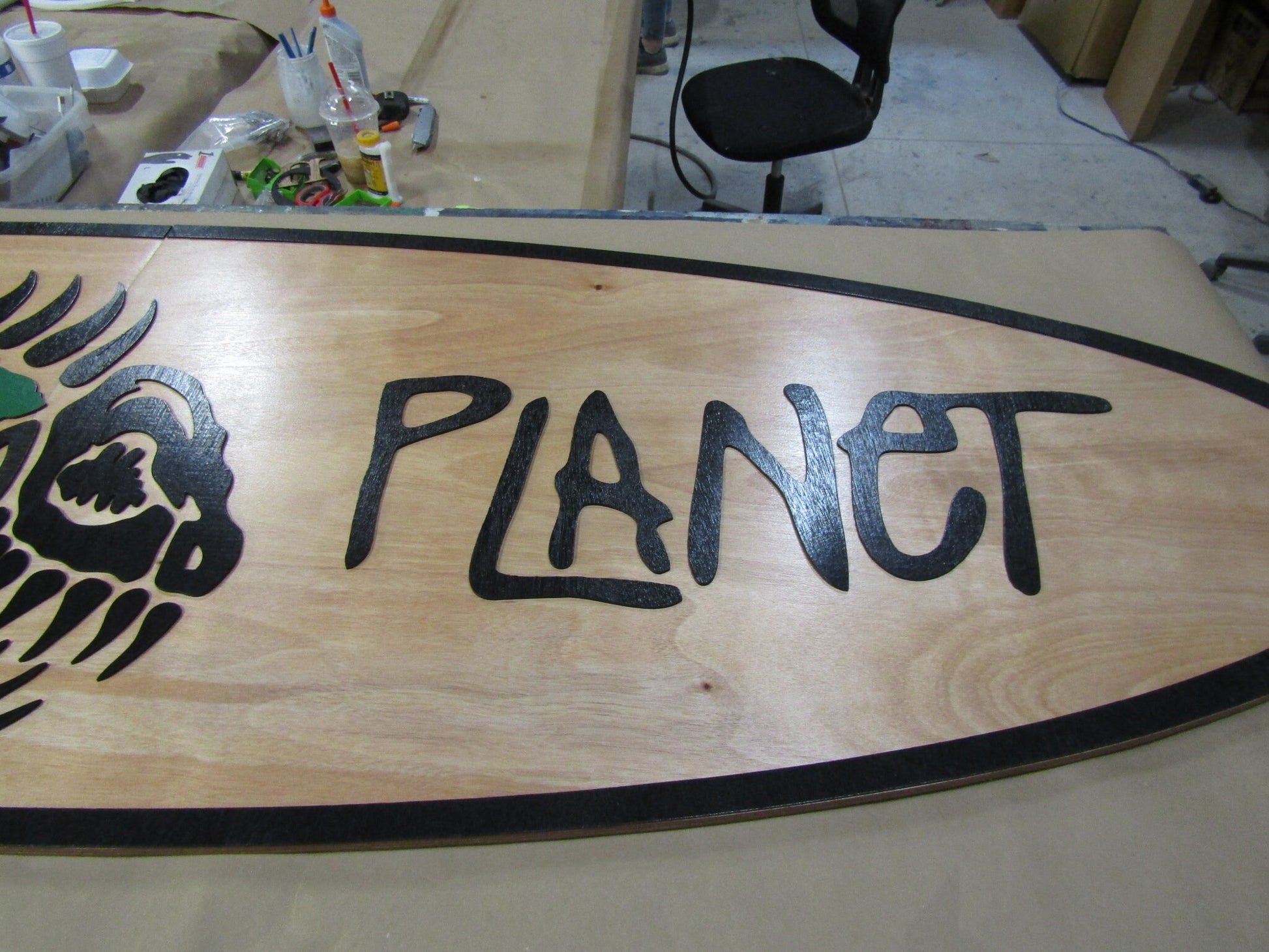 Custom Wood Sign Business Oval 3D XLarge Surf Shop Indoor Outdoor Small Business Logo Business Logo Laser Cut Oversized 3D Fish Islands