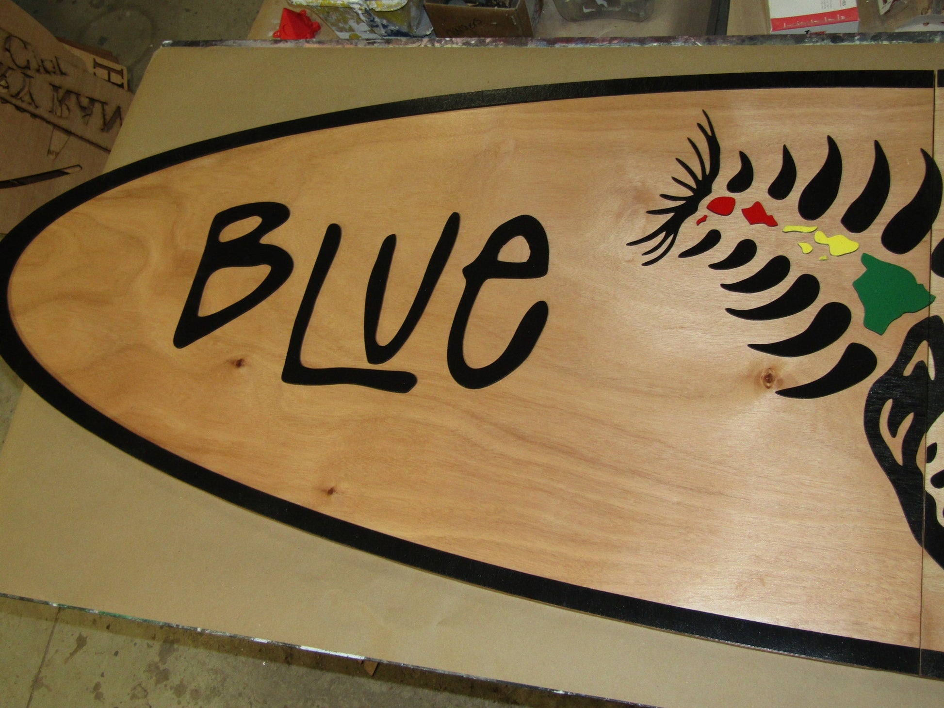Custom Wood Sign Business Oval 3D XLarge Surf Shop Indoor Outdoor Small Business Logo Business Logo Laser Cut Oversized 3D Fish Islands