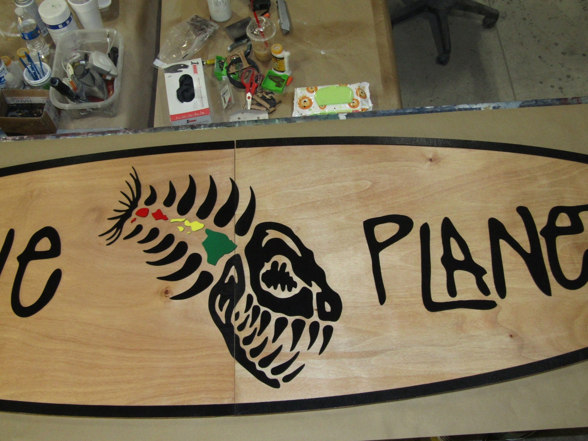 Custom Wood Sign Business Oval 3D XLarge Surf Shop Indoor Outdoor Small Business Logo Business Logo Laser Cut Oversized 3D Fish Islands