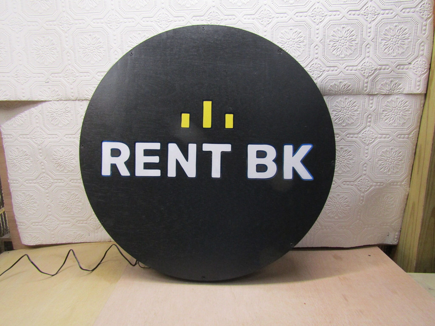 Custom Wood Lit Business Sign Entrance Light Neon Remote Electric Light Up Use your Logo Wood Wooden Handmade Logo Company Entrance