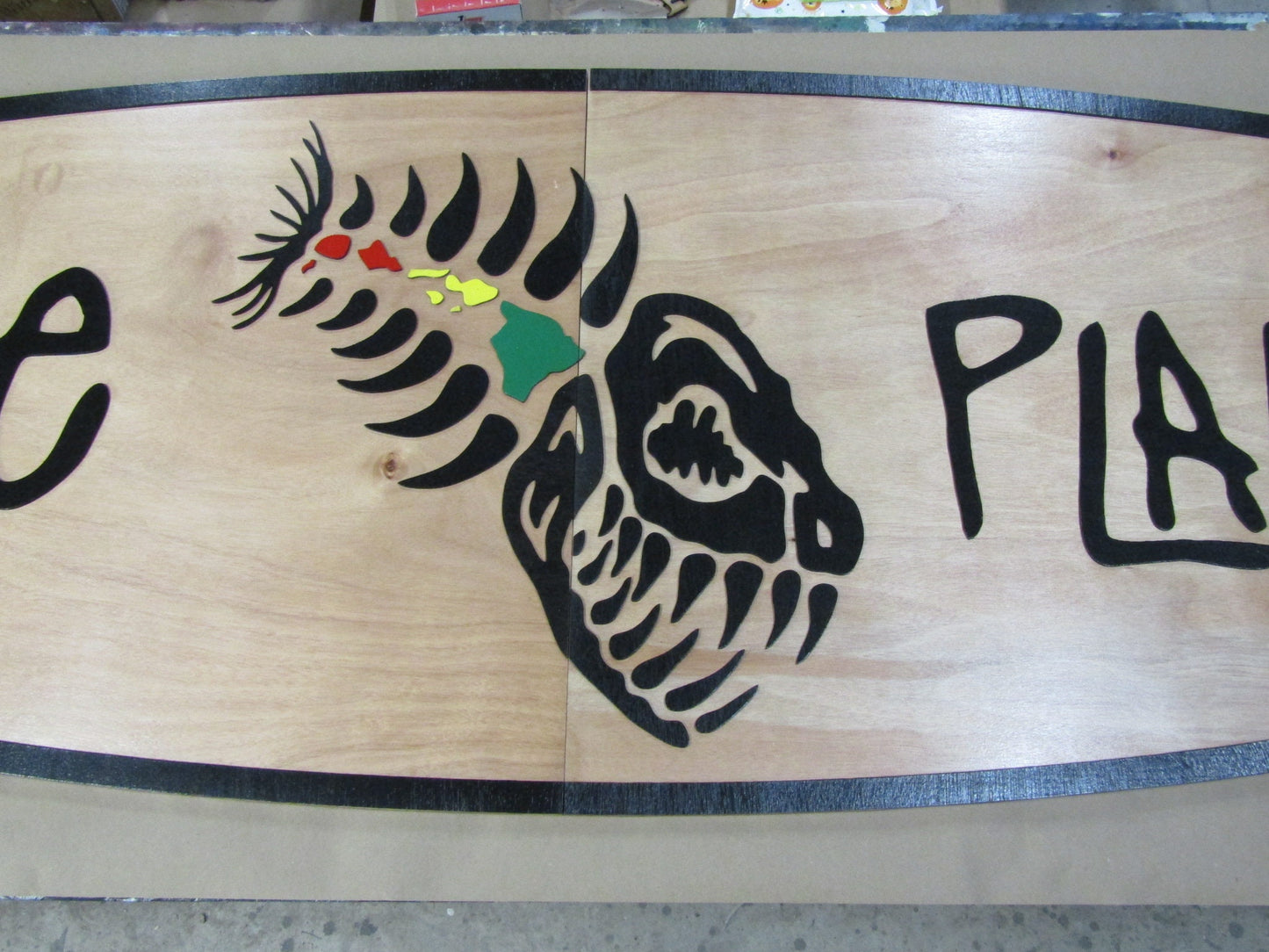 Custom Wood Sign Business Oval 3D XLarge Surf Shop Indoor Outdoor Small Business Logo Business Logo Laser Cut Oversized 3D Fish Islands