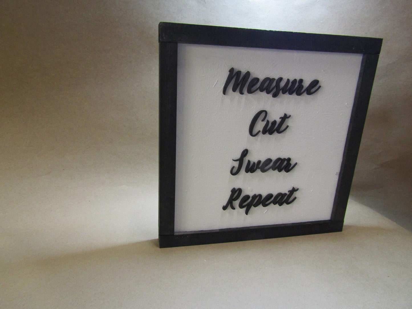 Wooden Crafter Sign Funny Measure Cut Swear Repeat Sew Seamstress Craft Room Decor Garage Carpenter Do It Yourself 3D Raised Text Handmade