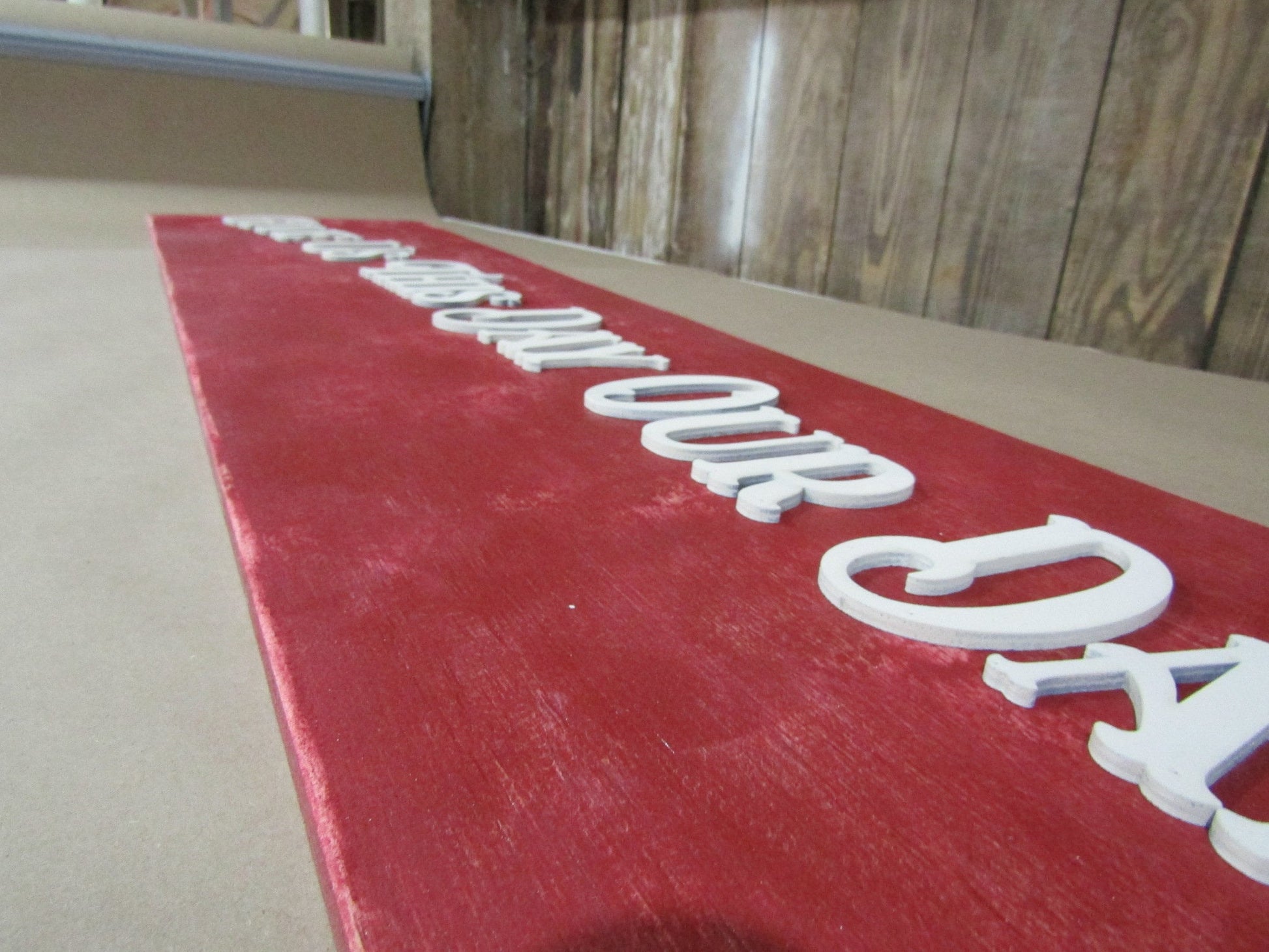 Large Custom Distressed Sign Give Us This Day Rustic Our Daily Bread Red Barn Country Wood 3D Extra Large Sign Footstepsinthepast Primitive