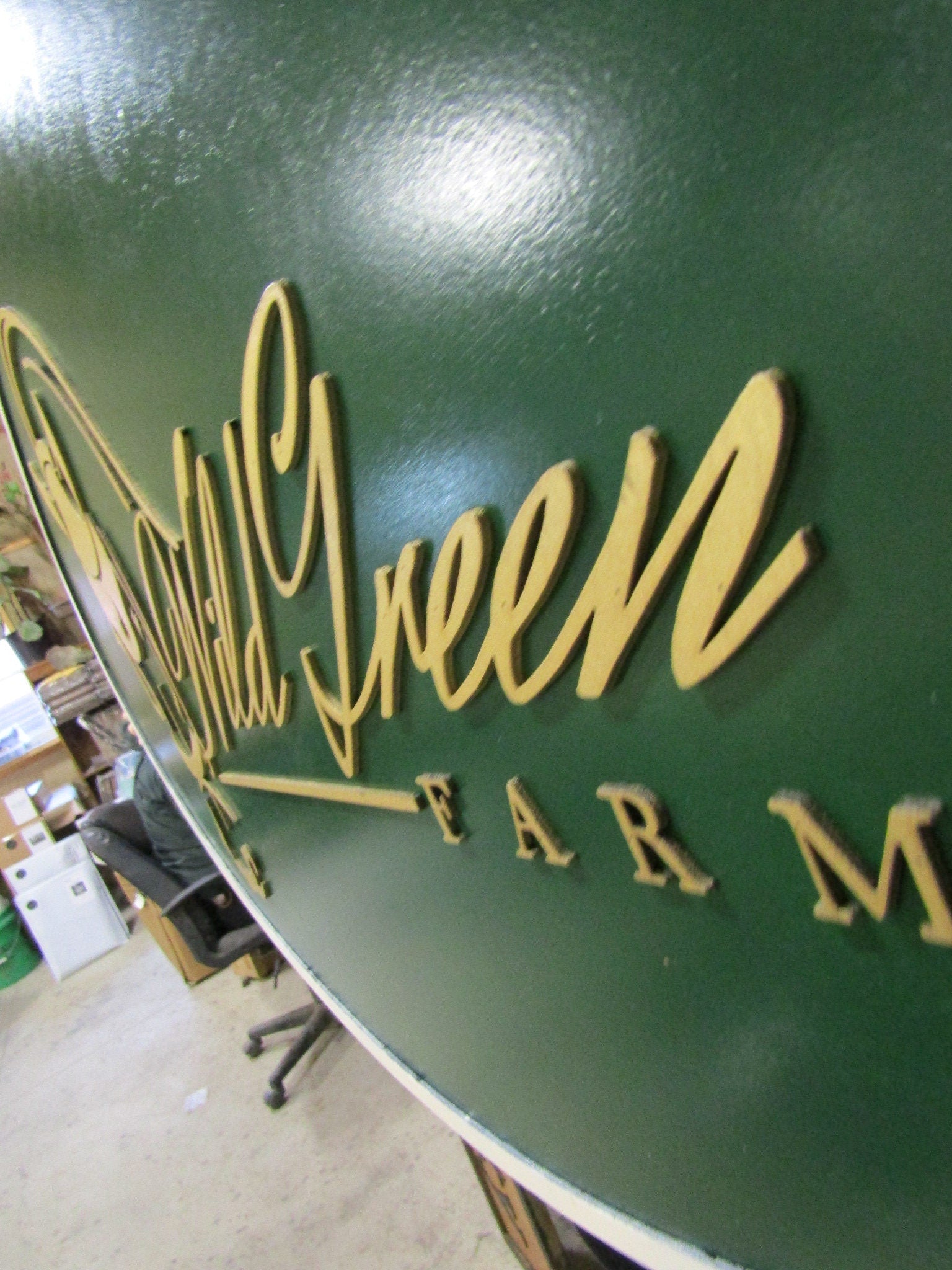 Custom Wood Sign Logo Laser Cut Out Large Oval Custom Wood Sign 3D Raised Text Wild Green Farms Horse Farm Horse Track Barn Farm Sign Border