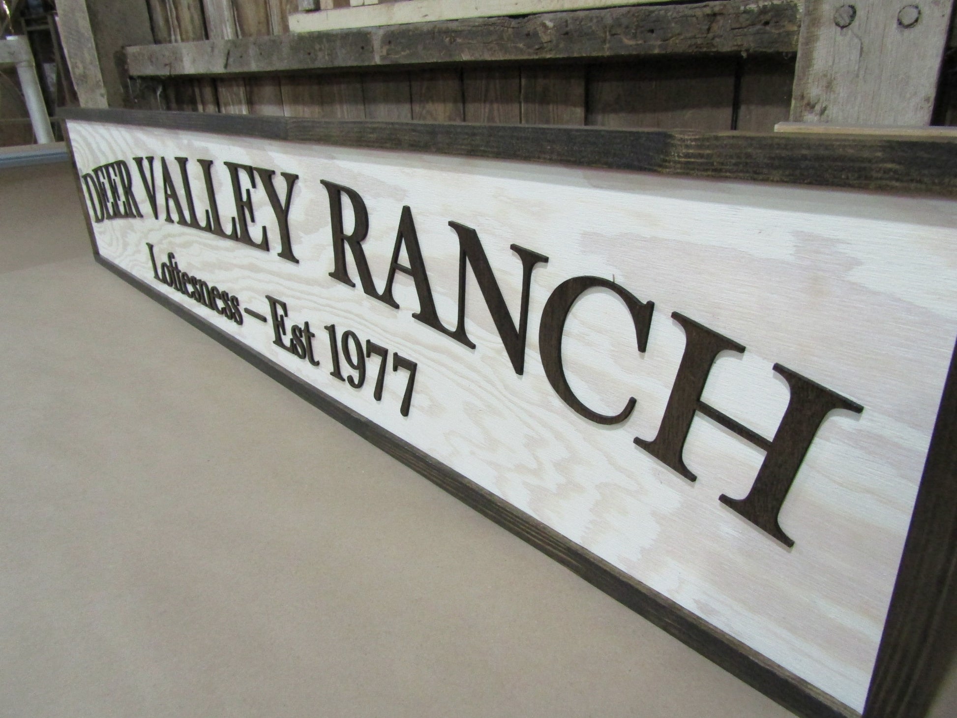 Large Custom Deer Ranch Sign Wooden Over-sized Rustic Business Logo Wood Laser Cut Out 3D Made to Order Signage Entrance Personalized XL