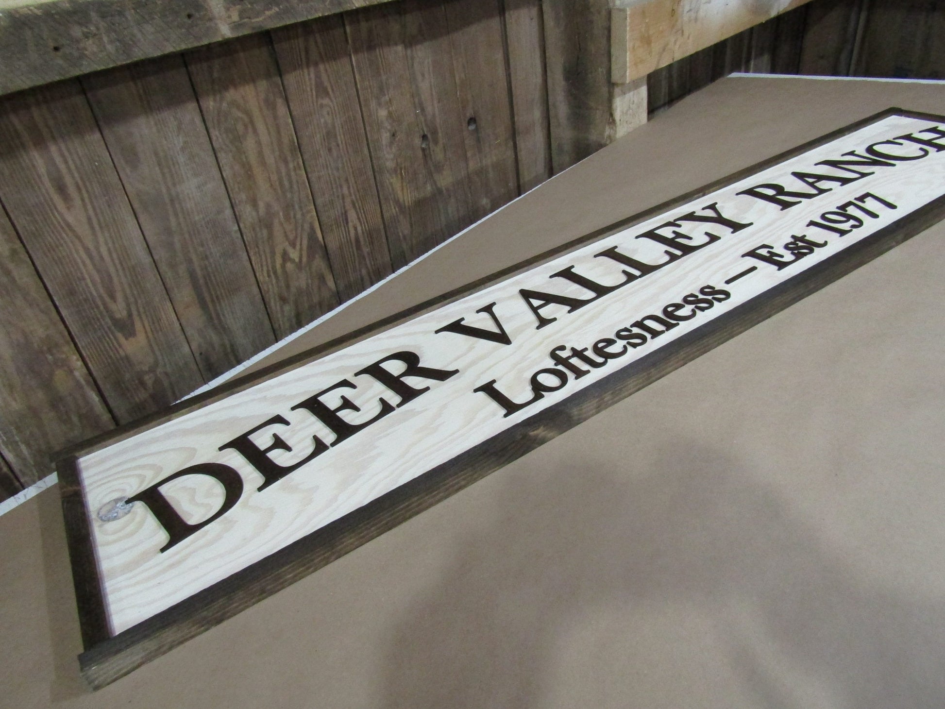 Large Custom Deer Ranch Sign Wooden Over-sized Rustic Business Logo Wood Laser Cut Out 3D Made to Order Signage Entrance Personalized XL