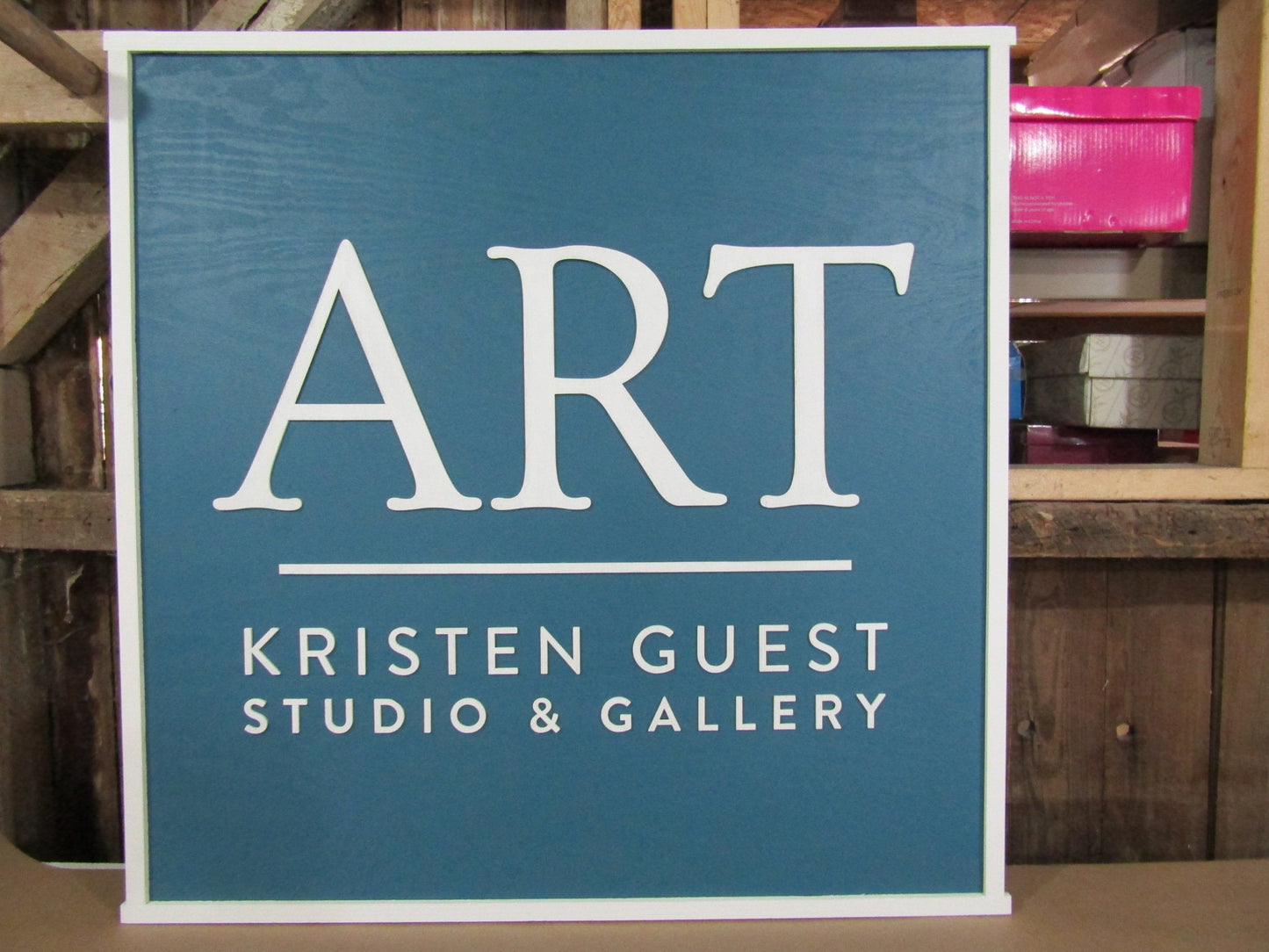 Large Custom Studio Wooden Sign Personalized Signage Blue Raised 3D Custom Business Logo Your Image Design Entrance Doorway Made to Order