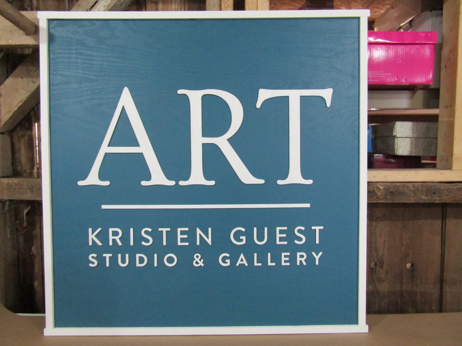 Large Custom Studio Wooden Sign Personalized Signage Blue Raised 3D Custom Business Logo Your Image Design Entrance Doorway Made to Order