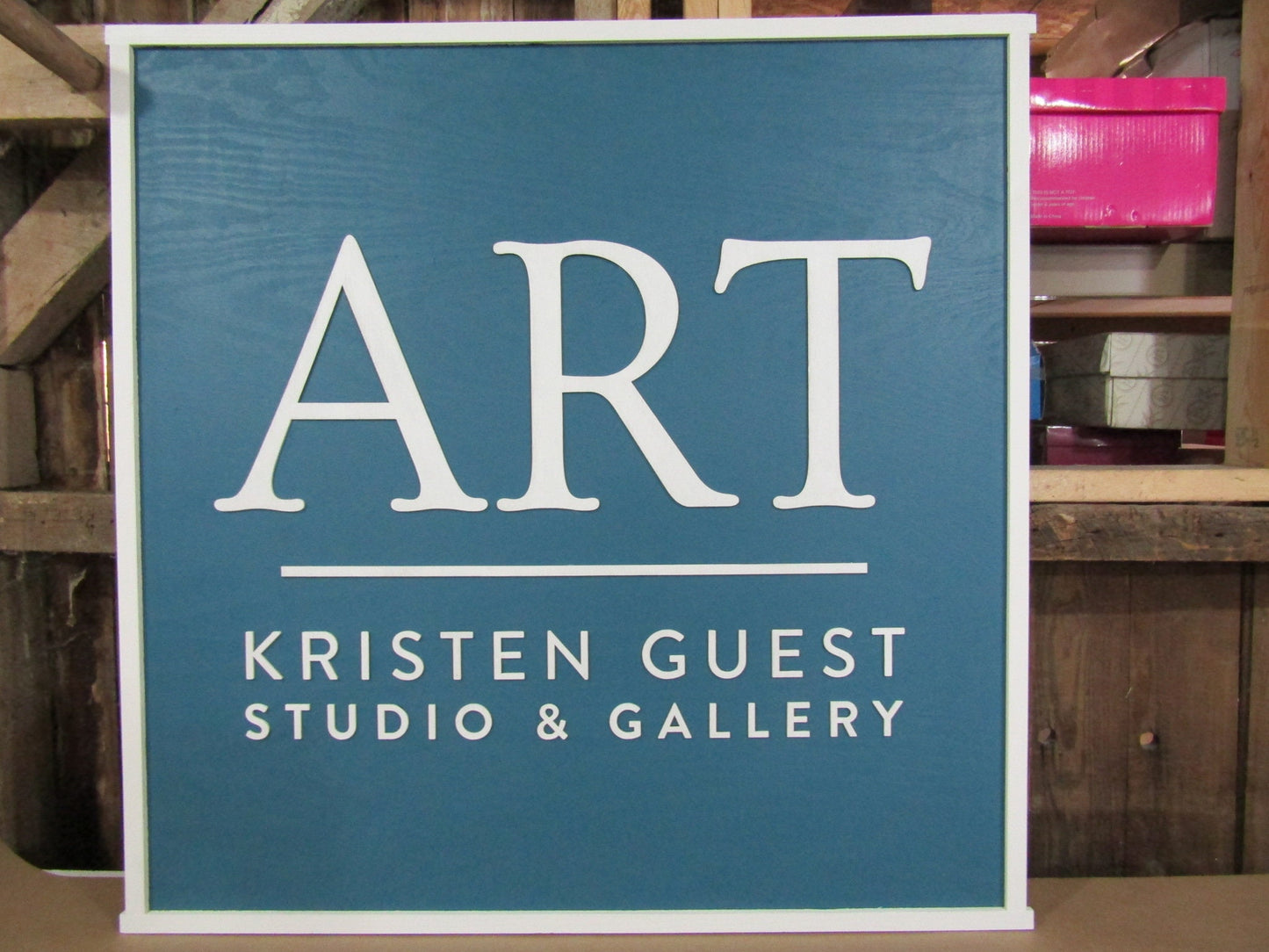 Large Custom Studio Wooden Sign Personalized Signage Blue Raised 3D Custom Business Logo Your Image Design Entrance Doorway Made to Order