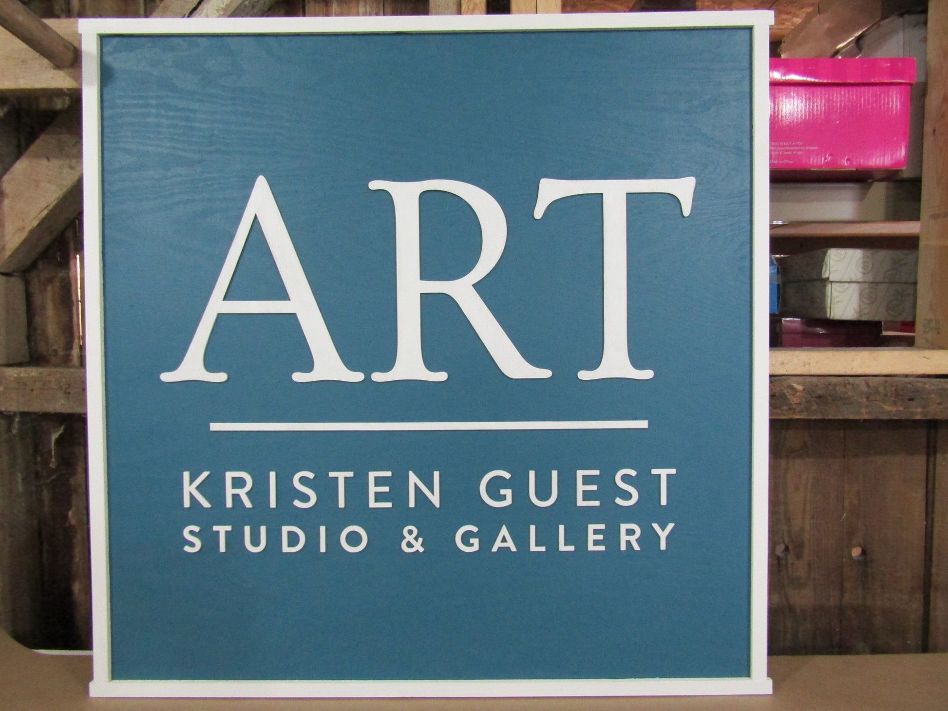 Large Custom Studio Wooden Sign Personalized Signage Blue Raised 3D Custom Business Logo Your Image Design Entrance Doorway Made to Order