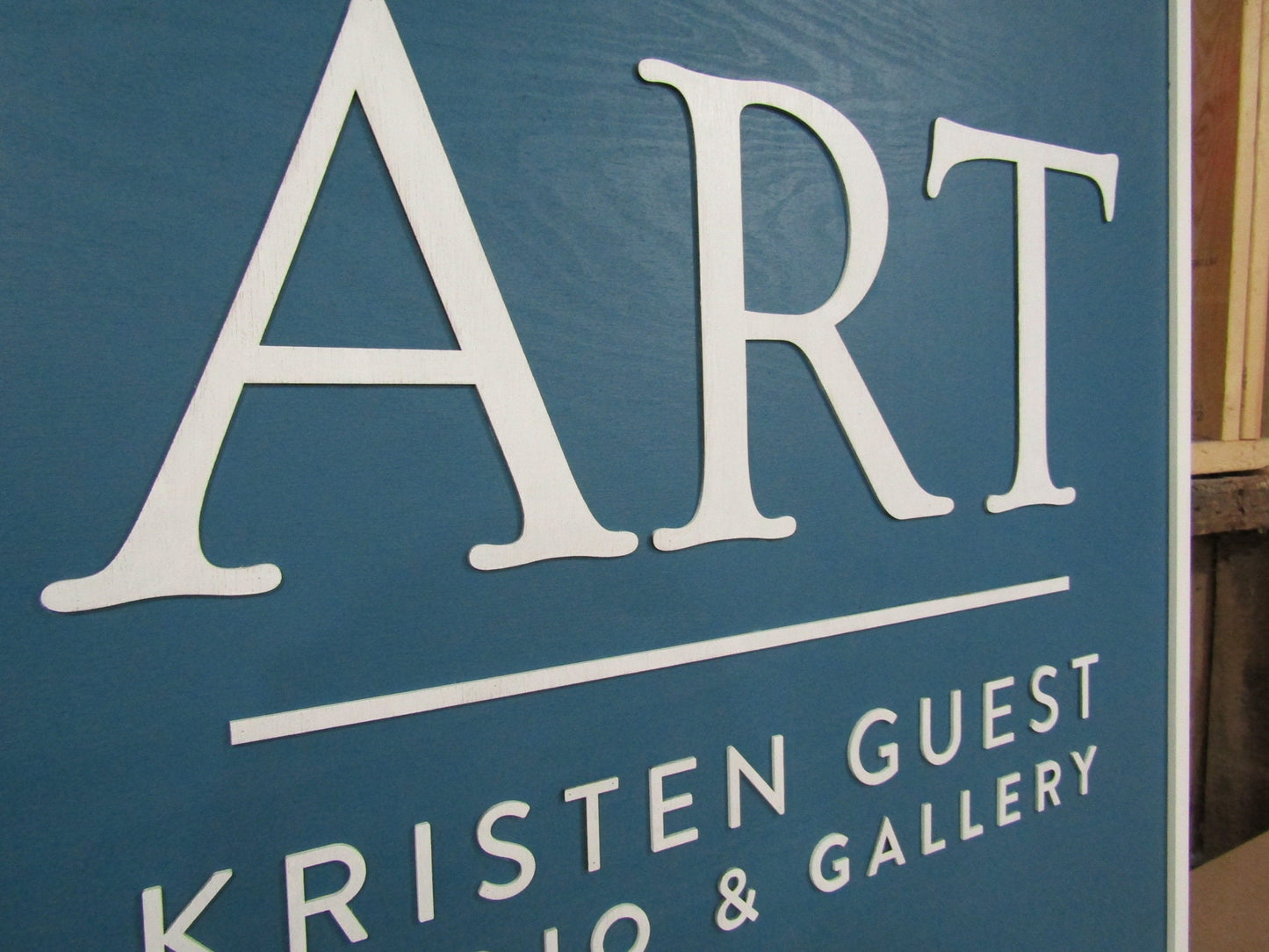 Large Custom Studio Wooden Sign Personalized Signage Blue Raised 3D Custom Business Logo Your Image Design Entrance Doorway Made to Order