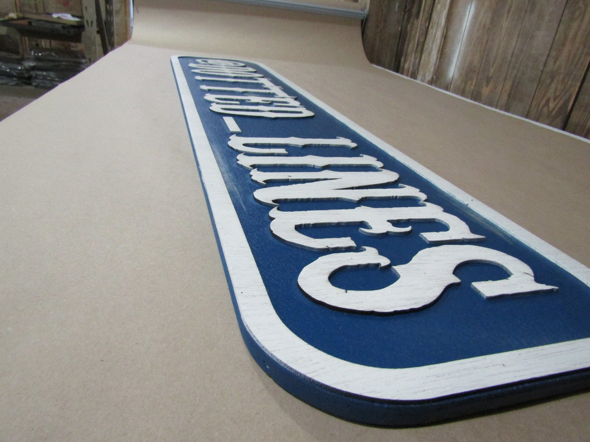 Large Custom Distressed Sign Social Influencer Over-sized Rustic Business Logo Bar Barn Country Wood 3D Username Personalized Signage Blue