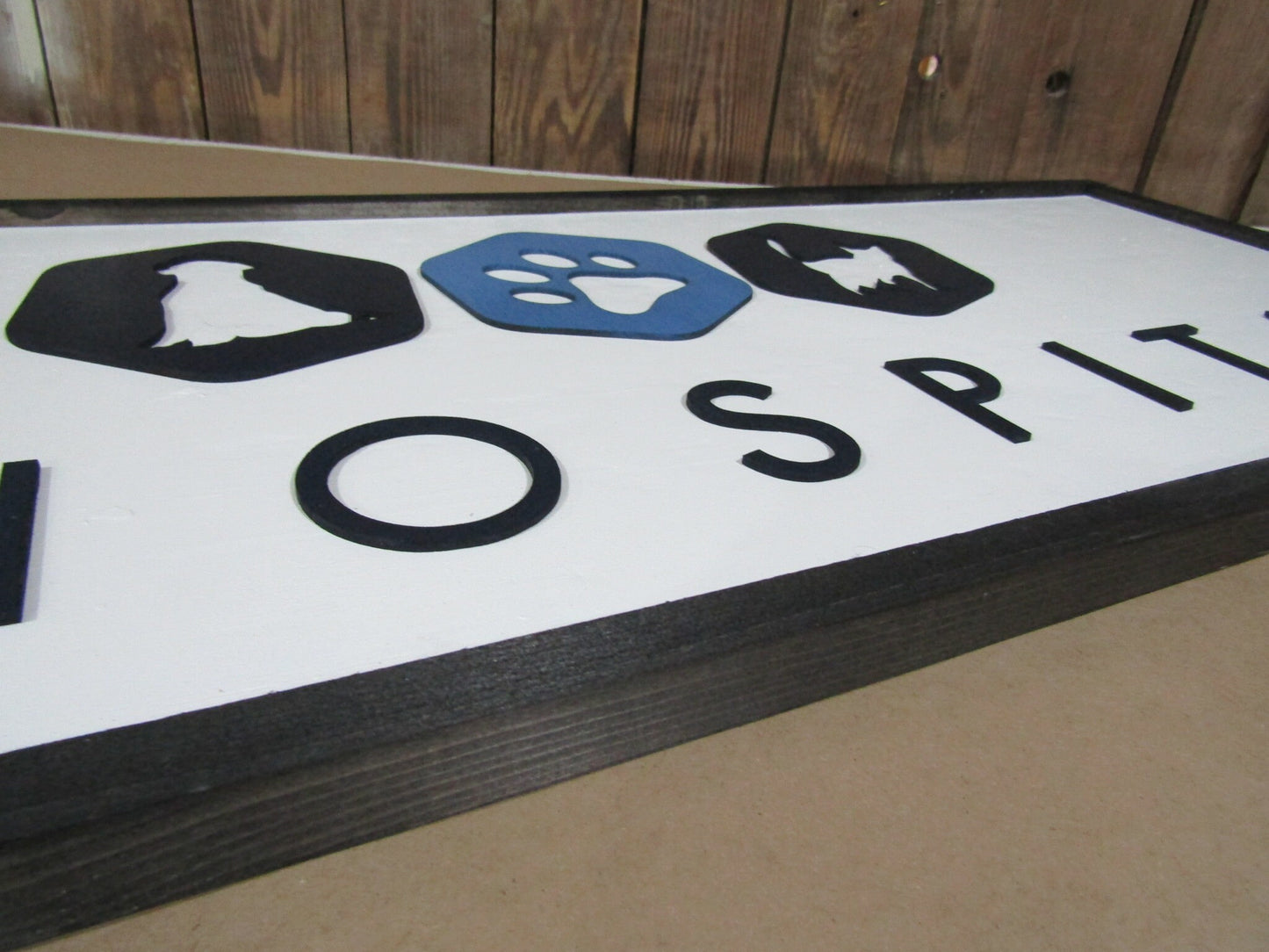 Veterinary Pet Hospital Vet Sign Store Front Entrance Cat Dog Animal Care Clinic Wooden Custom Personalized Made to Order 3D Sign Logo Large