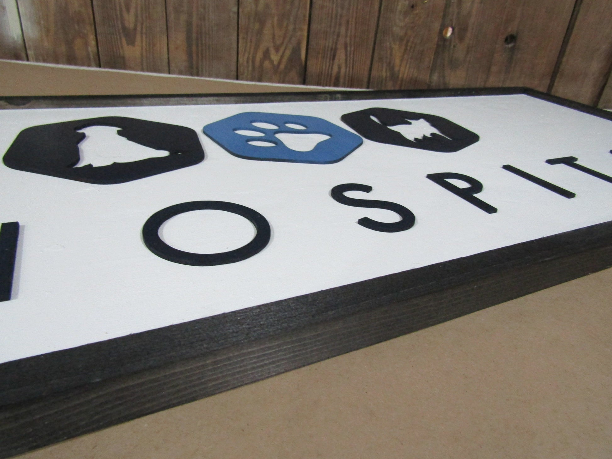 Veterinary Pet Hospital Vet Sign Store Front Entrance Cat Dog Animal Care Clinic Wooden Custom Personalized Made to Order 3D Sign Logo Large