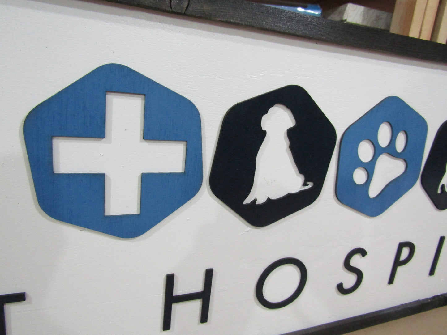 Veterinary Pet Hospital Vet Sign Store Front Entrance Cat Dog Animal Care Clinic Wooden Custom Personalized Made to Order 3D Sign Logo Large